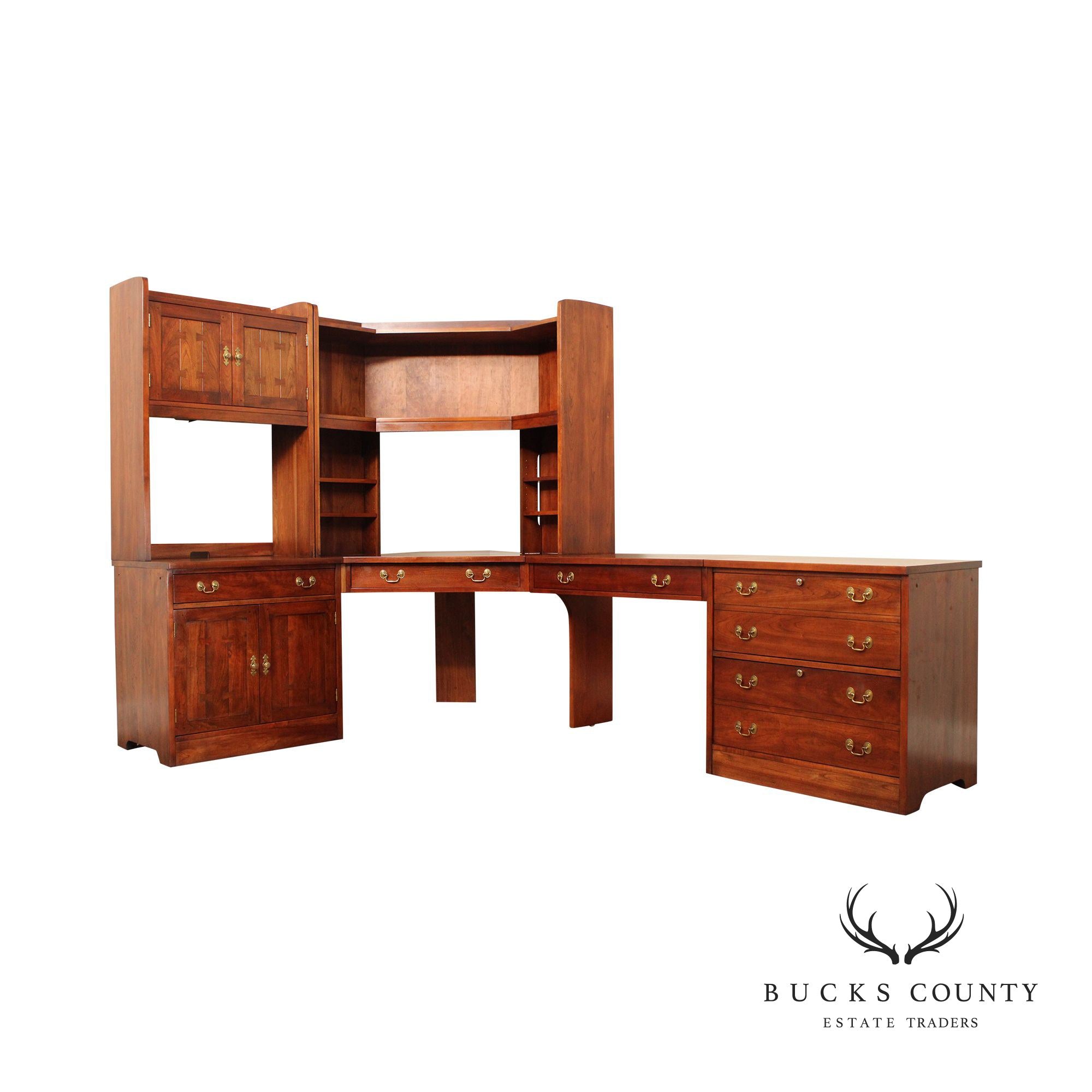 Stickley L Shaped Solid Cherry Office Desk Unit