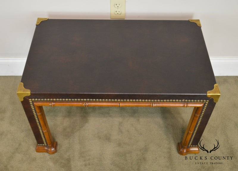 Drexel ET Cetera Vintage Faux Bamboo Leather Wrapped Parsons Coffee or Side Table