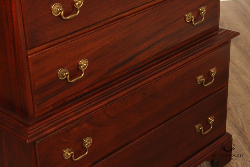 Crescent Chippendale Style Solid Mahogany Chest on Chest