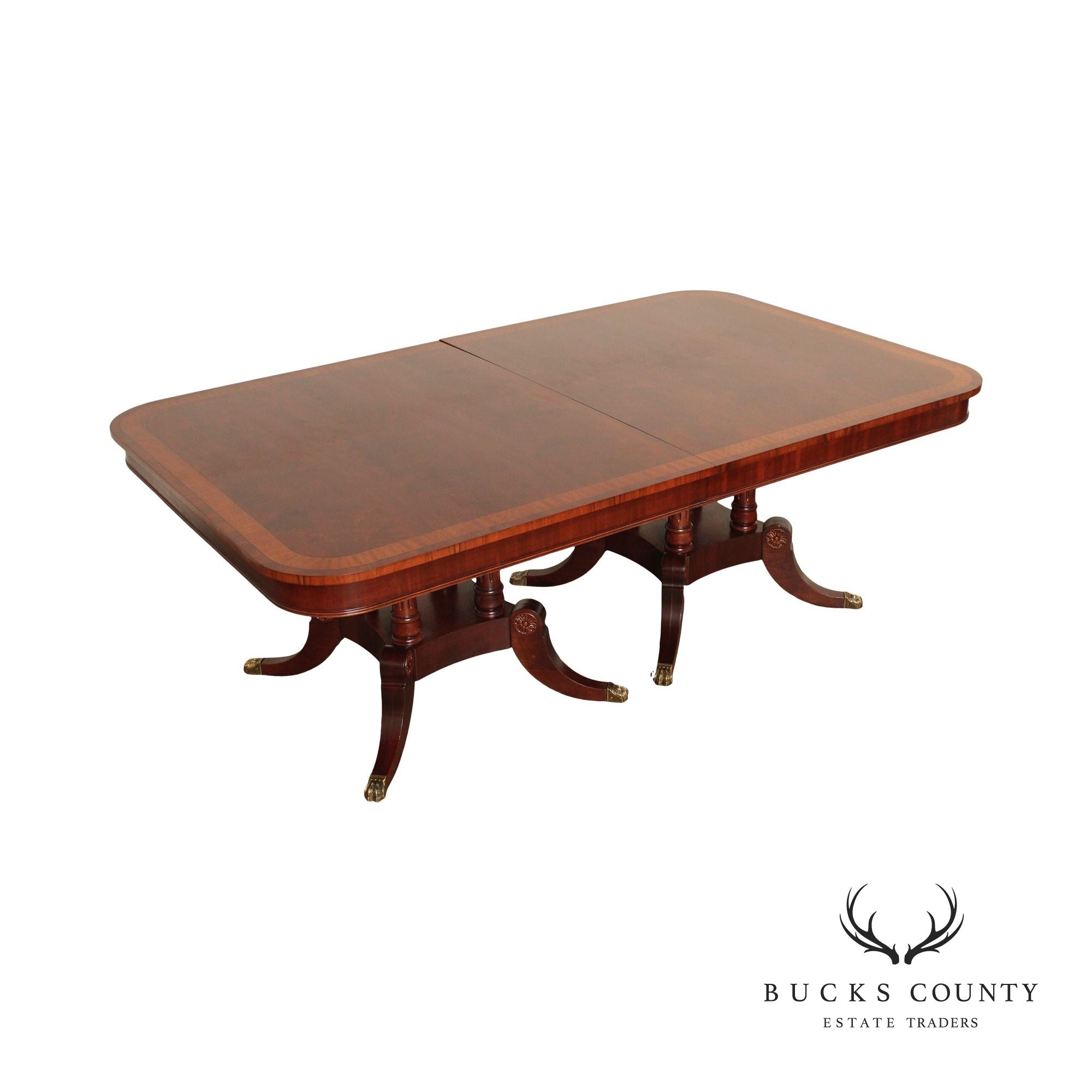 Henredon Regency Style Expandable Double Pedestal Mahogany Dining Table