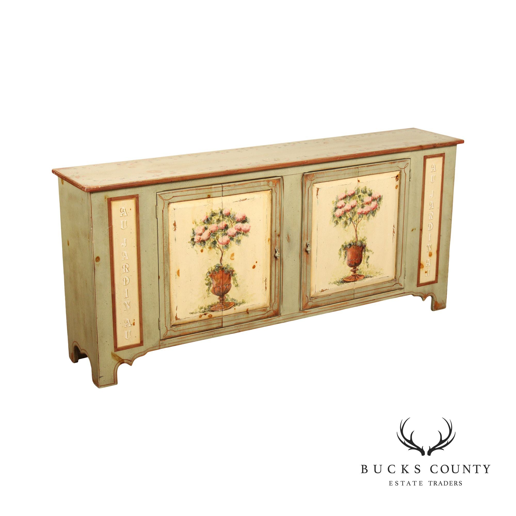 HABERSHAM PLANTATION COUNTRY FRENCH STYLE PAINT DECORATED BUFFET SIDEBOARD