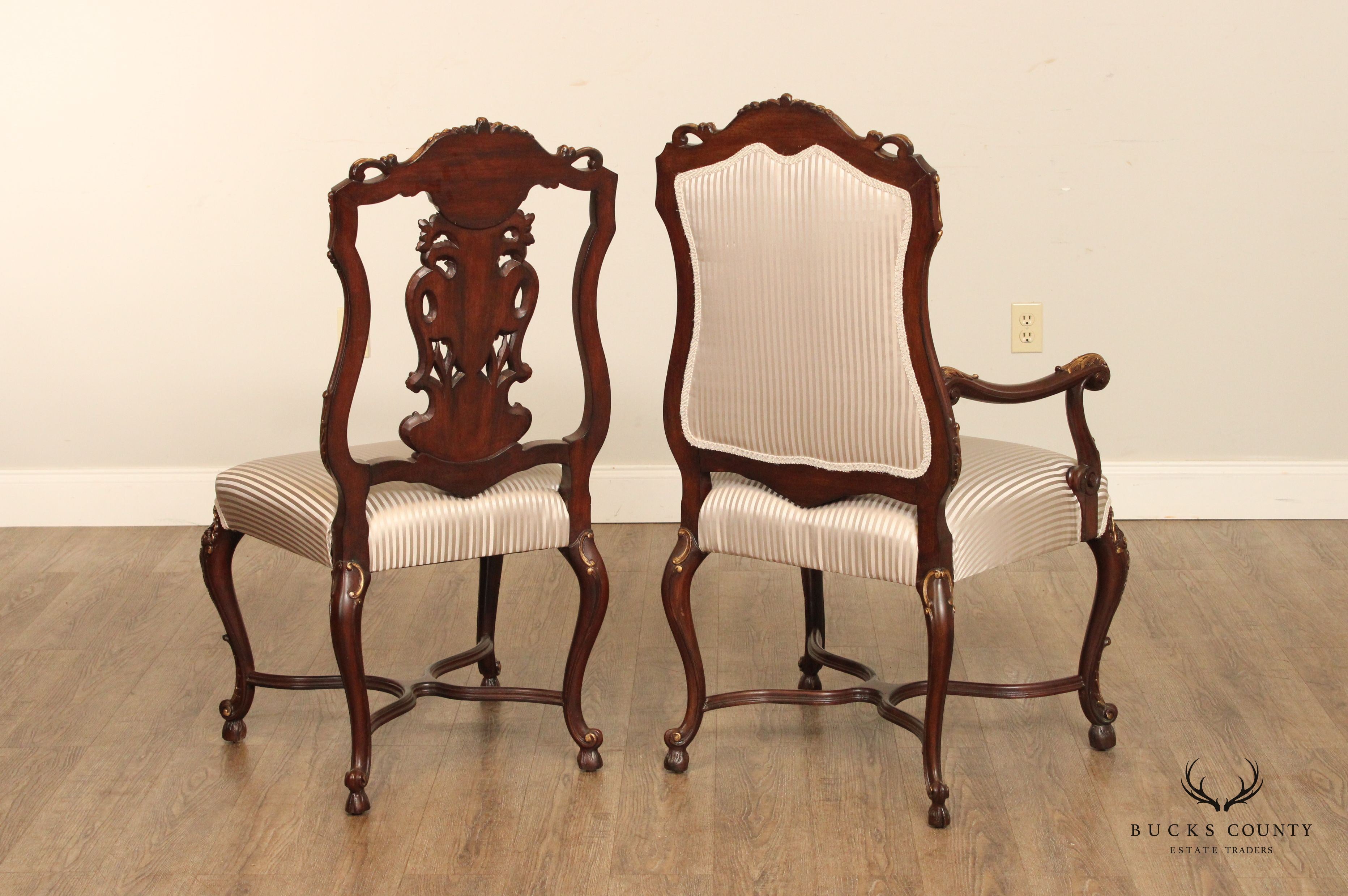 French Louis XV Style Set of Twelve Ornately Carved Dining Chairs