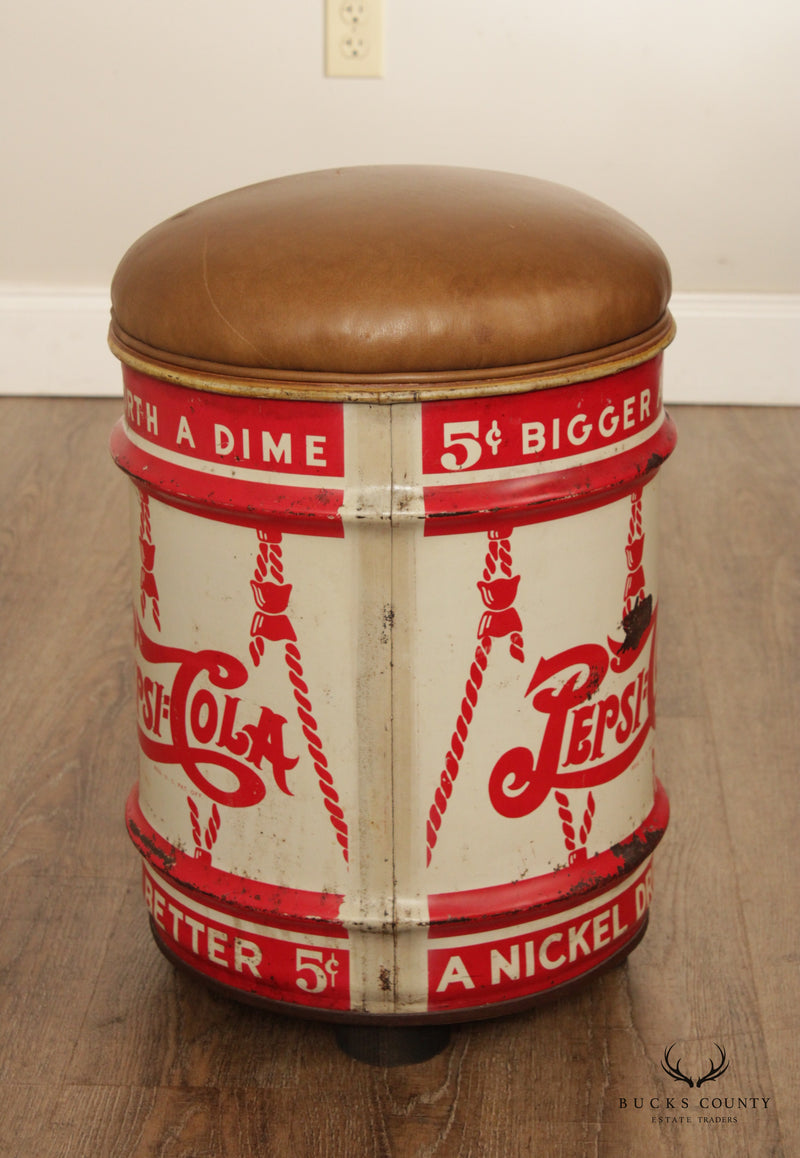Vintage Pepsi Cola 10-Gallon Barrel Stool