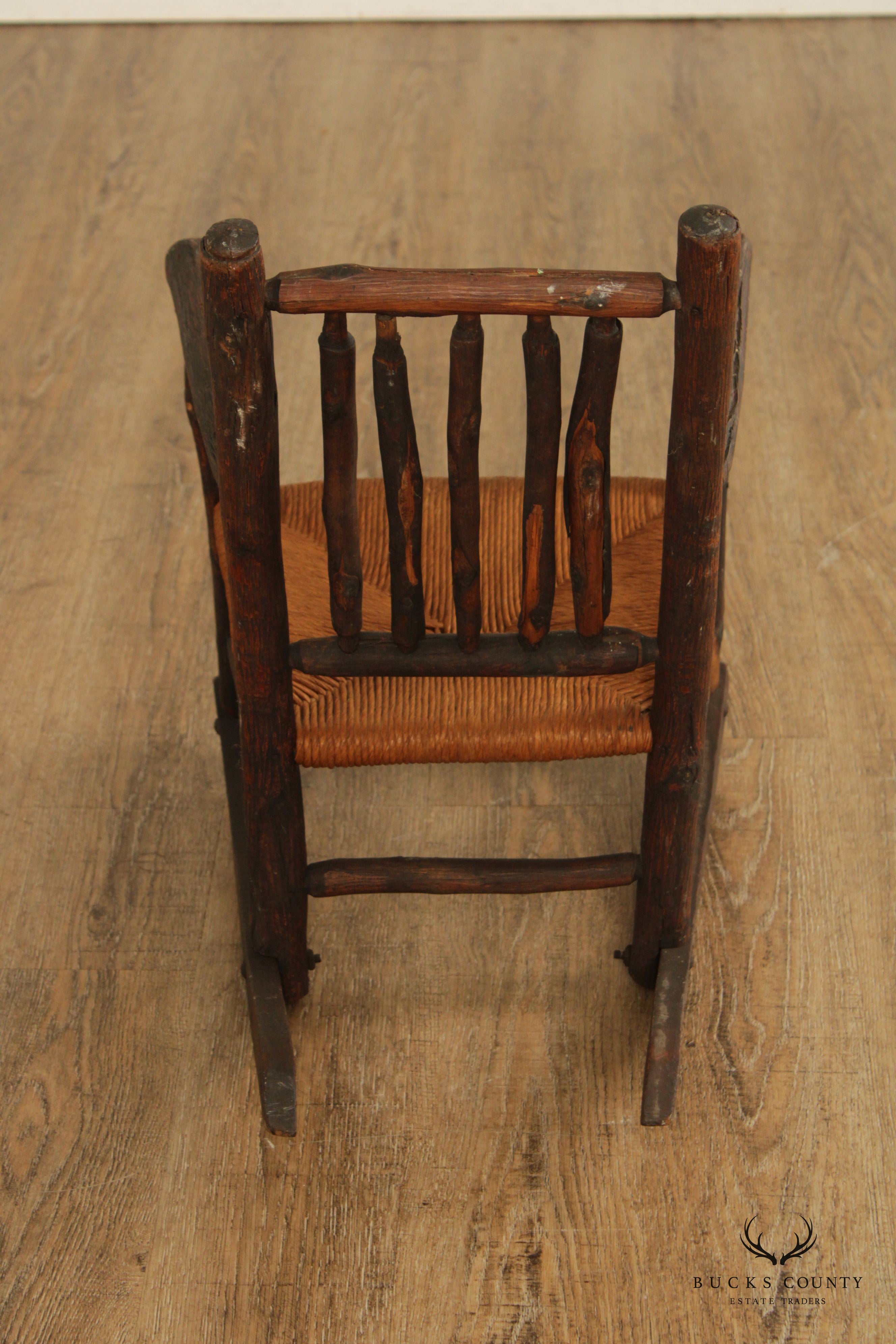 Antique Adirondack Rustic Style Children's Rocking Chair