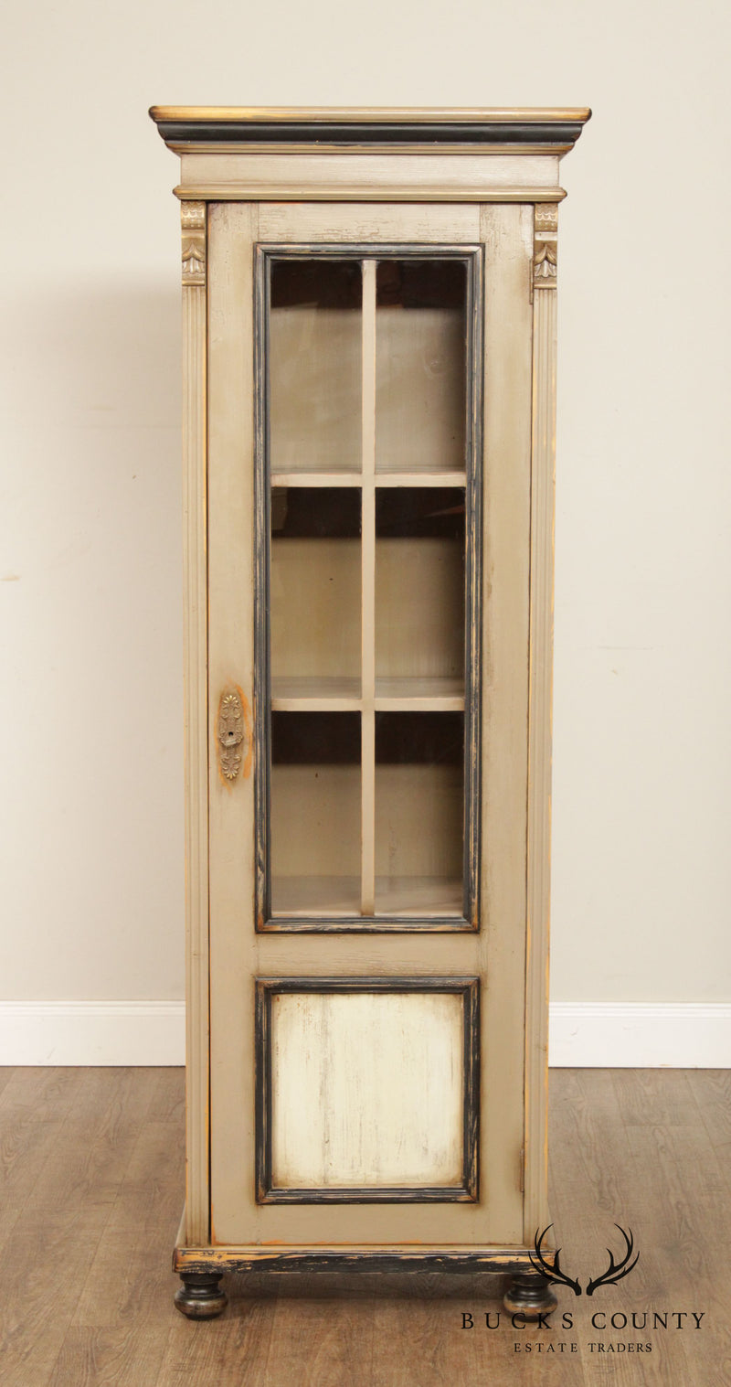 August - Jackson and Co. Custom Crafted Farmhouse Style Narrow Painted Bookcase, Cupboard