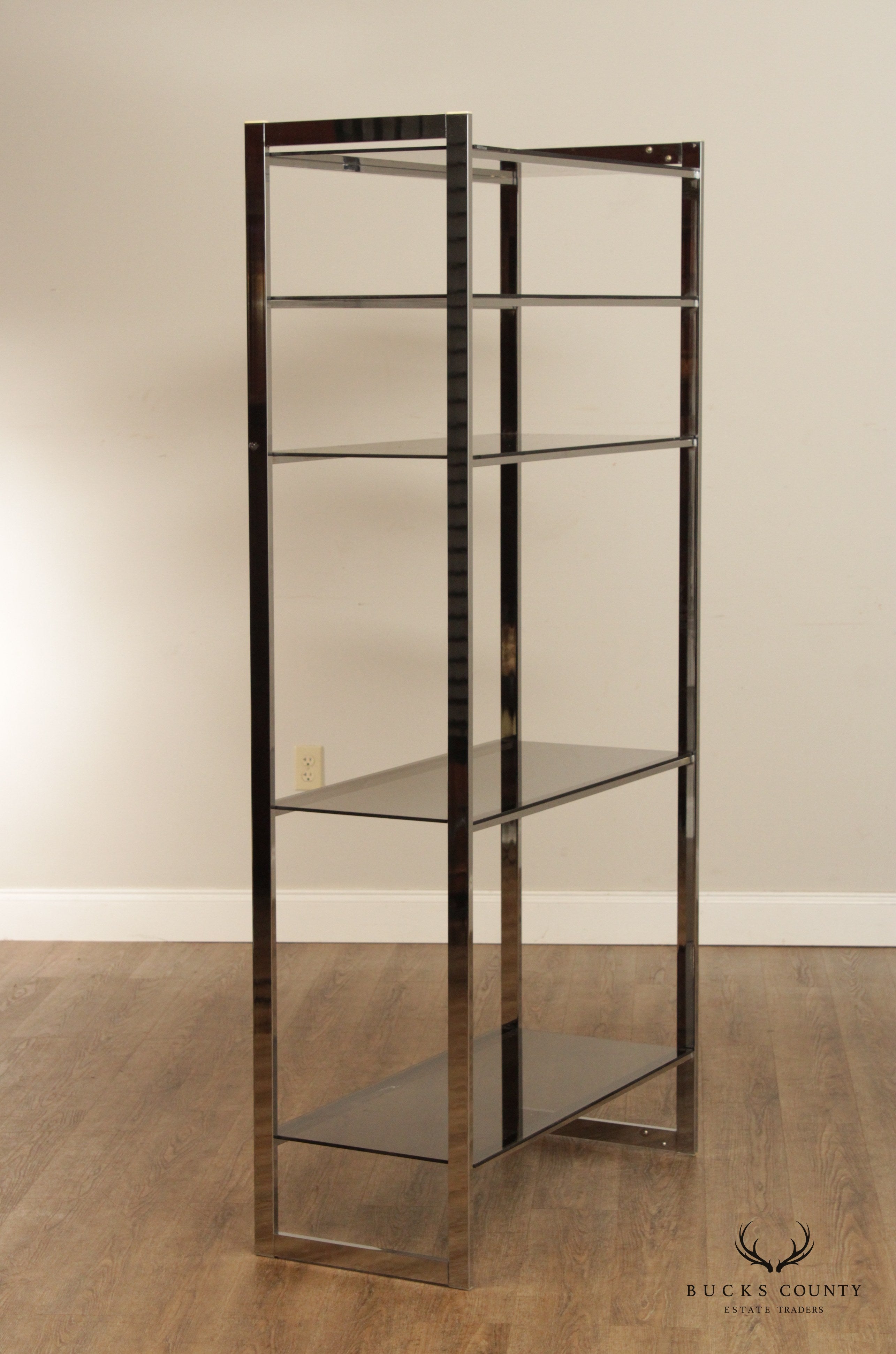 Mid Century Modern Glass and Chrome Etagere Bookshelf