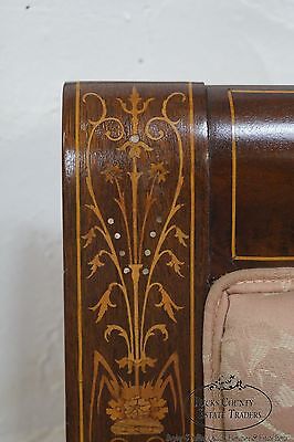 Horner Antique Marquetry Inlaid Mahogany Claw Foot Slipper Chair