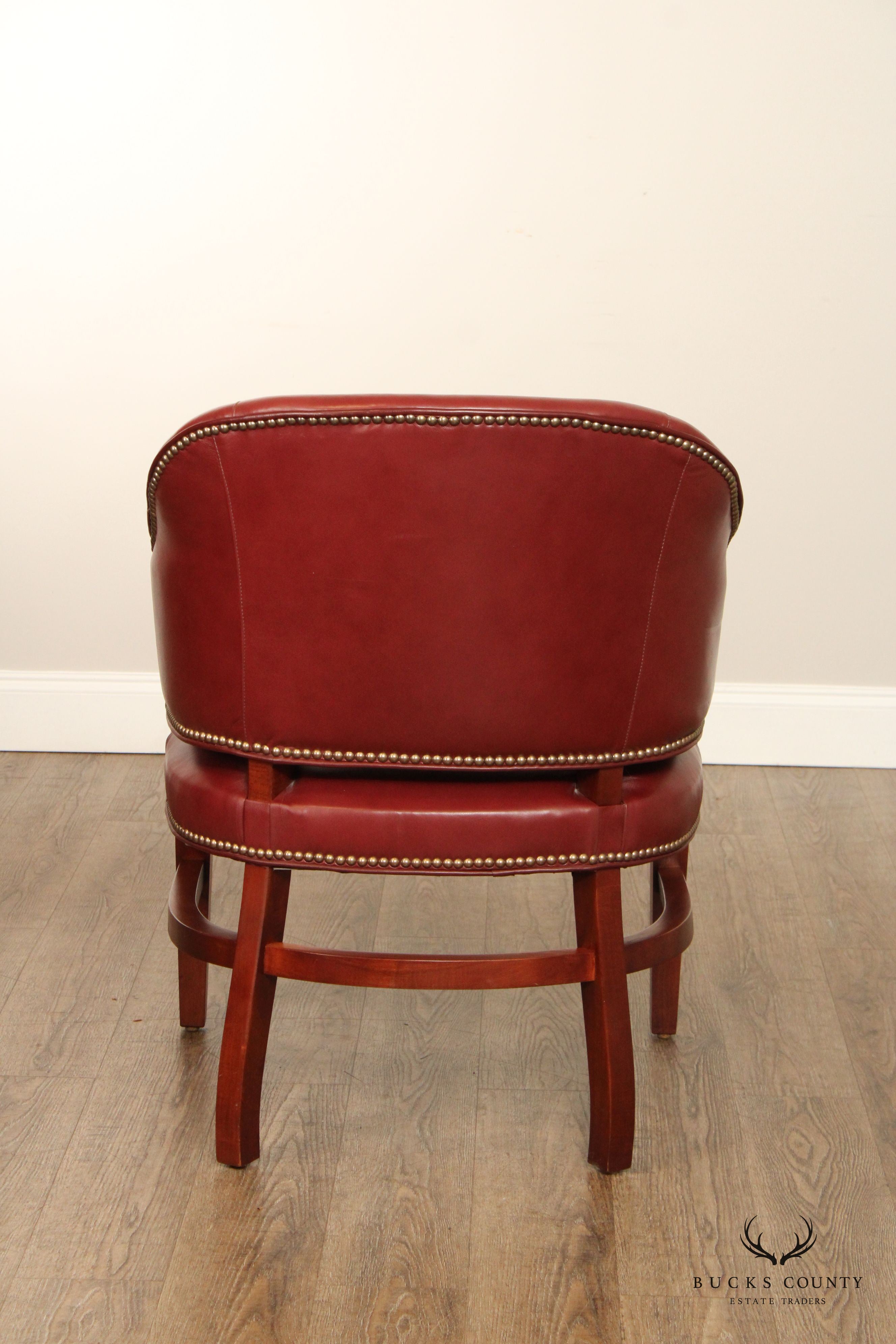 English Traditional Style Pair of Leather Club Chairs