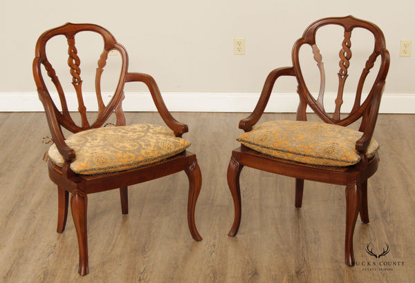 Hickory Chair French Provincial Style Pair of Cane Seat Armchairs