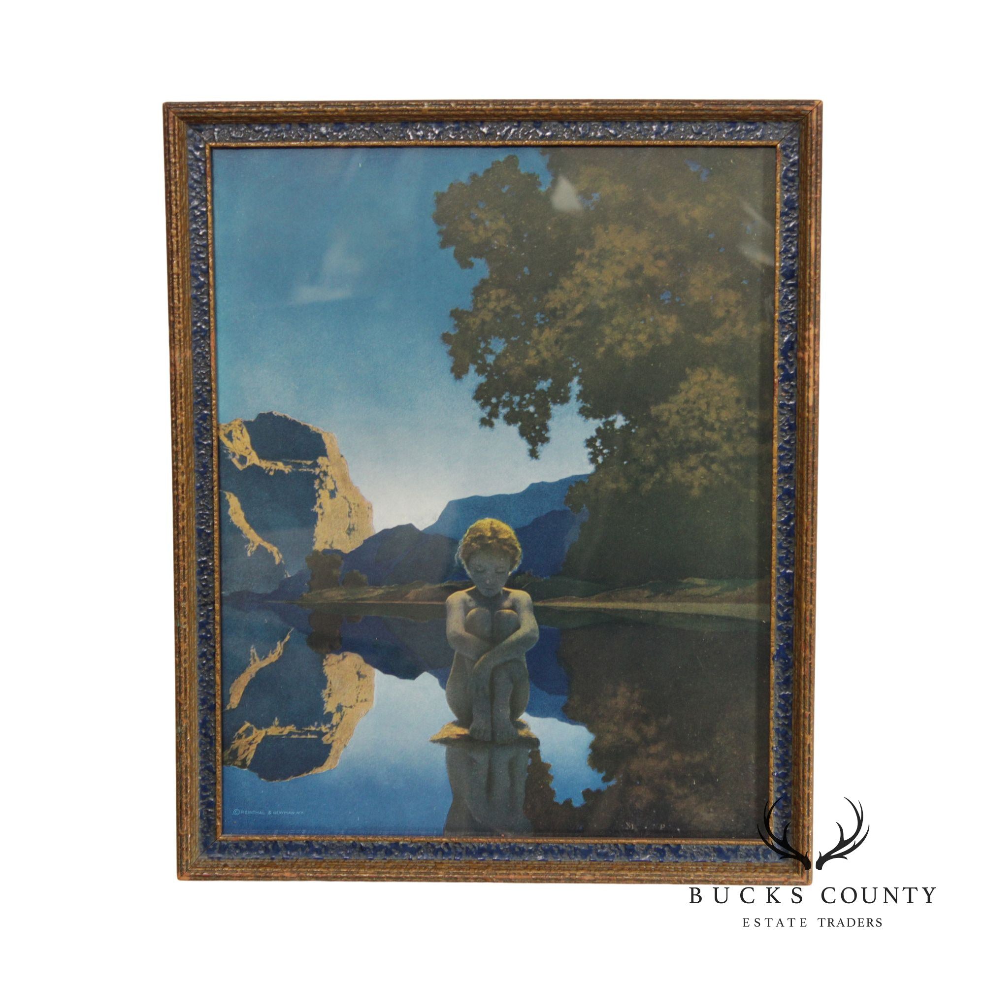 Maxfield Parrish Arts Deco Framed 'Evening' Print