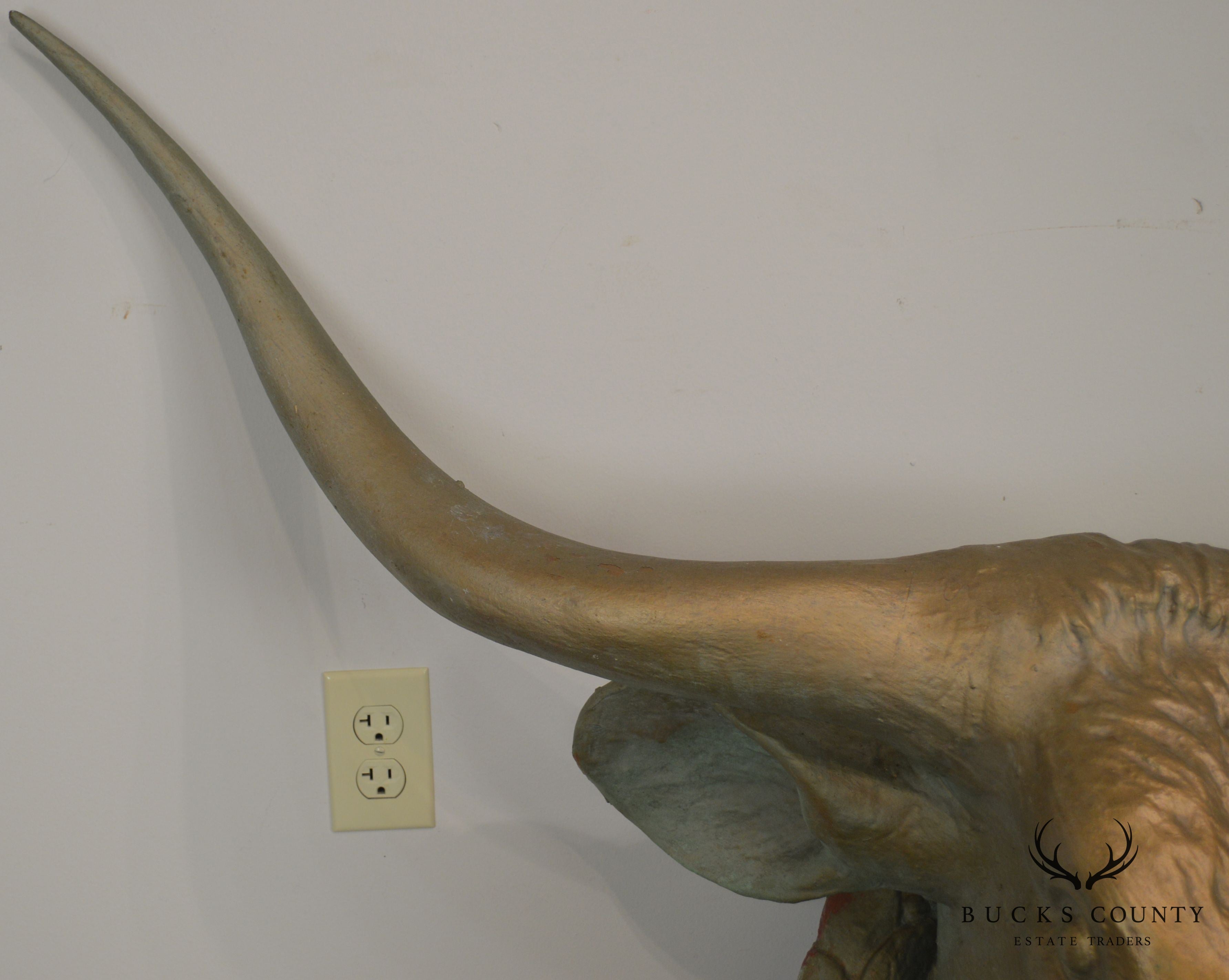 1960's Vintage Life Size Fiberglass Bull Head Wall Mount