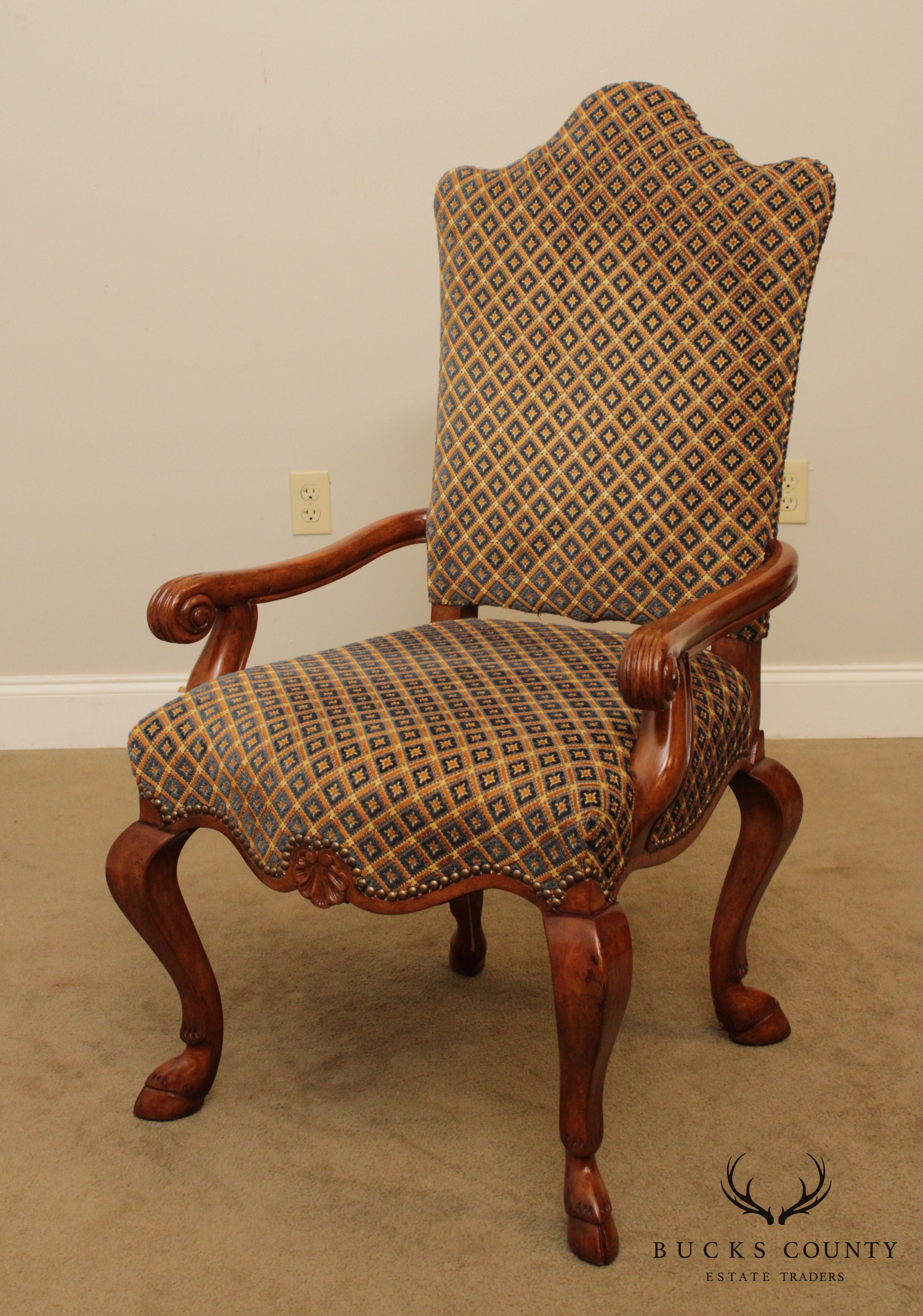 Quality Italian Hoof Foot Upholstered Armchair