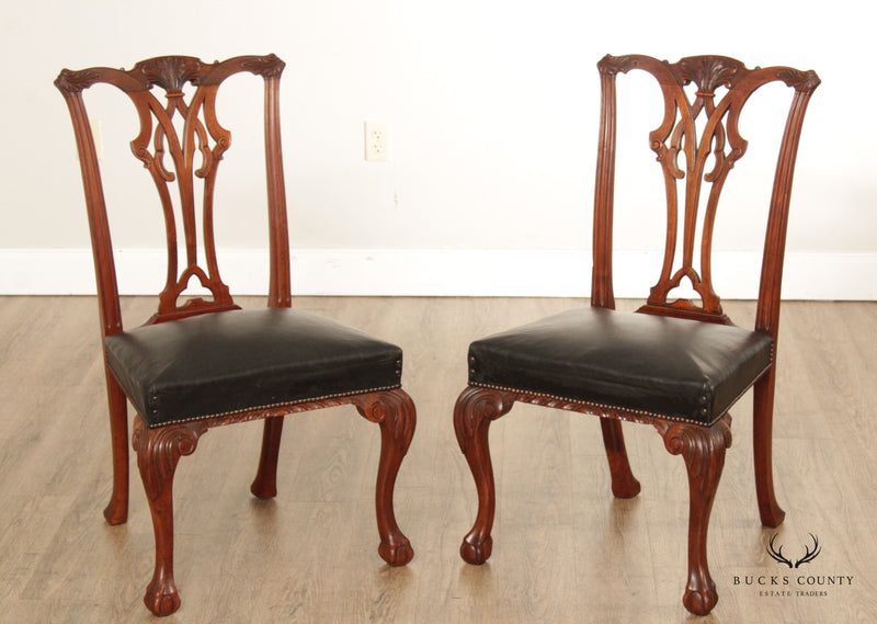 Antique W. Walker & Sons Chippendale Style Pair of Side Chairs