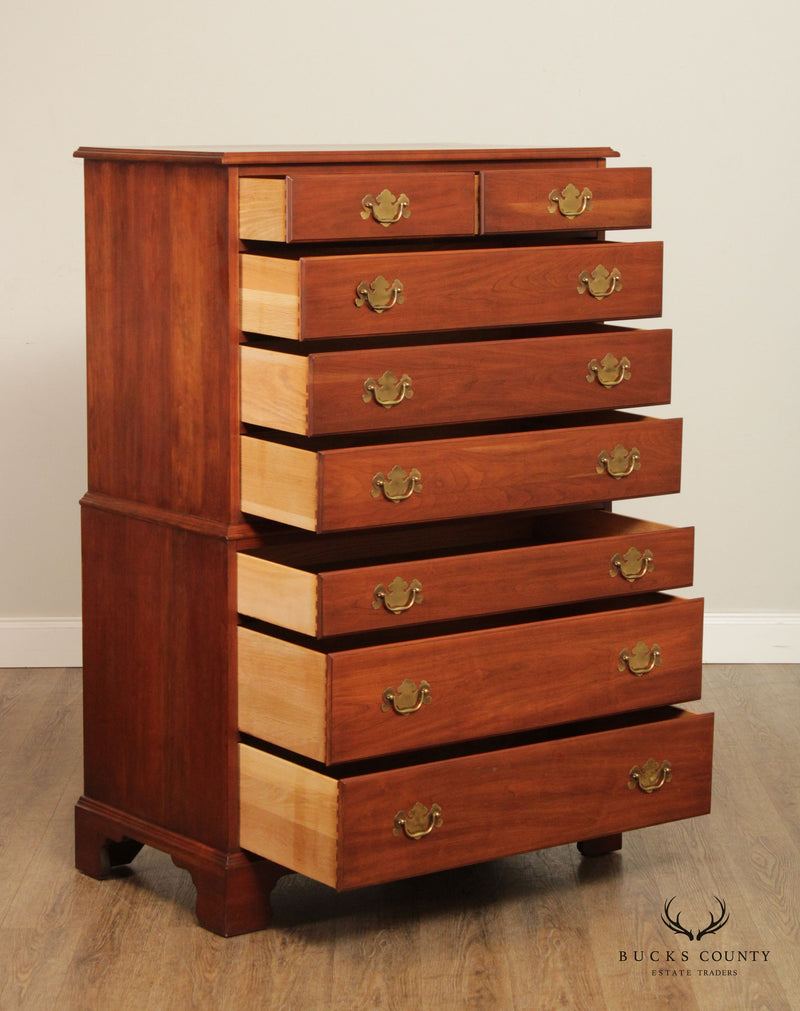 Henkel Harris Chippendale Style Cherry Chest on Chest