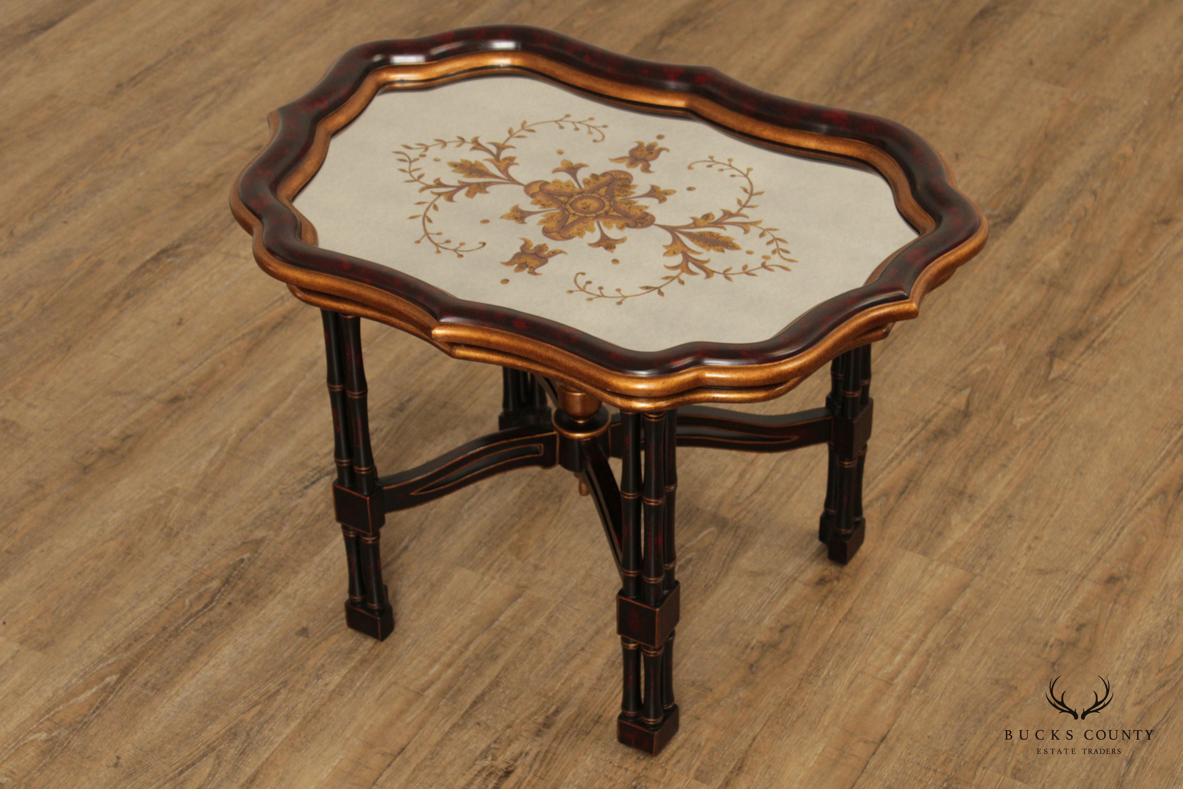 English Regency Style Partial Gilt Faux Bamboo Tray Table