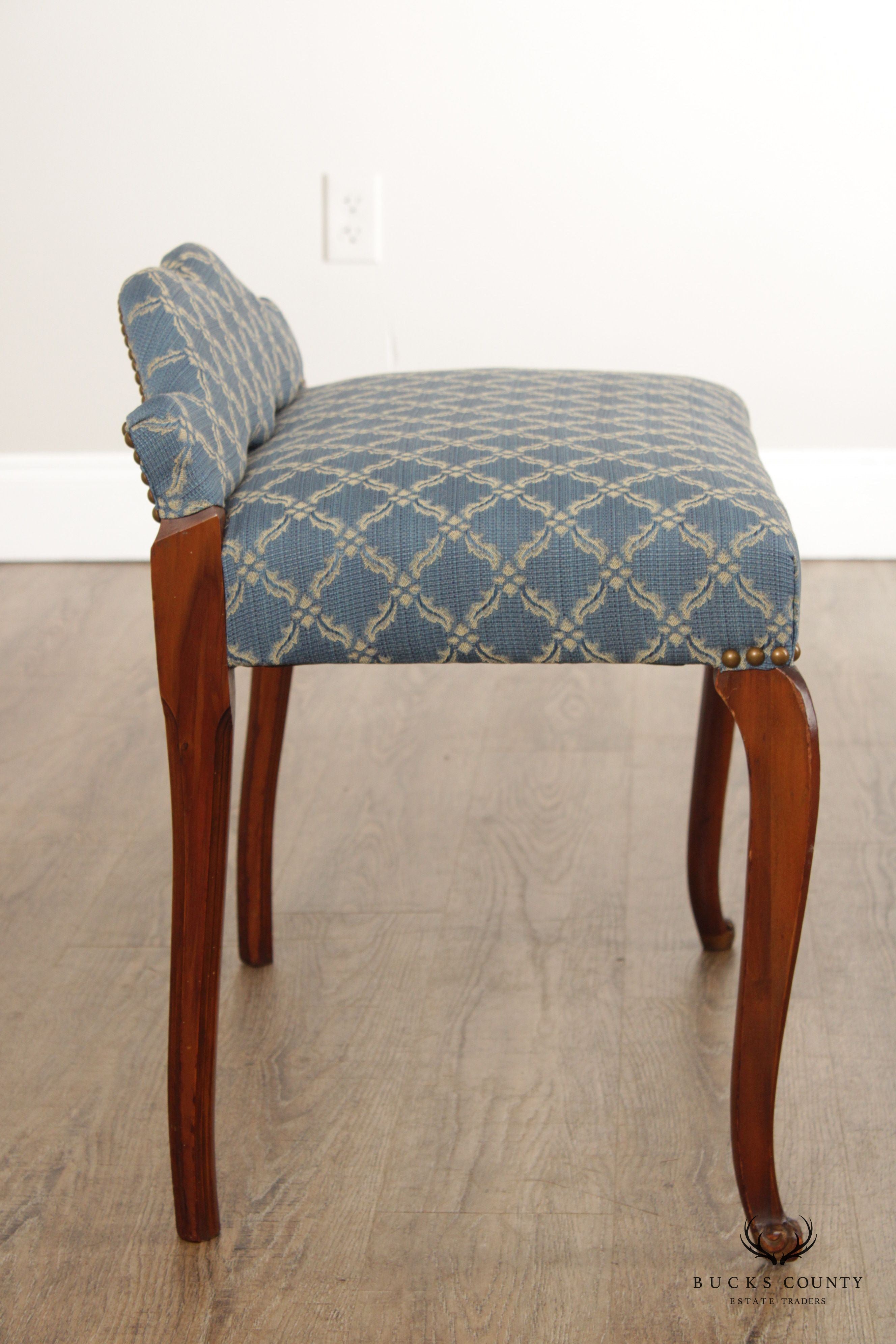 1930's French Louis XV Style Custom Upholstered Vanity Stool