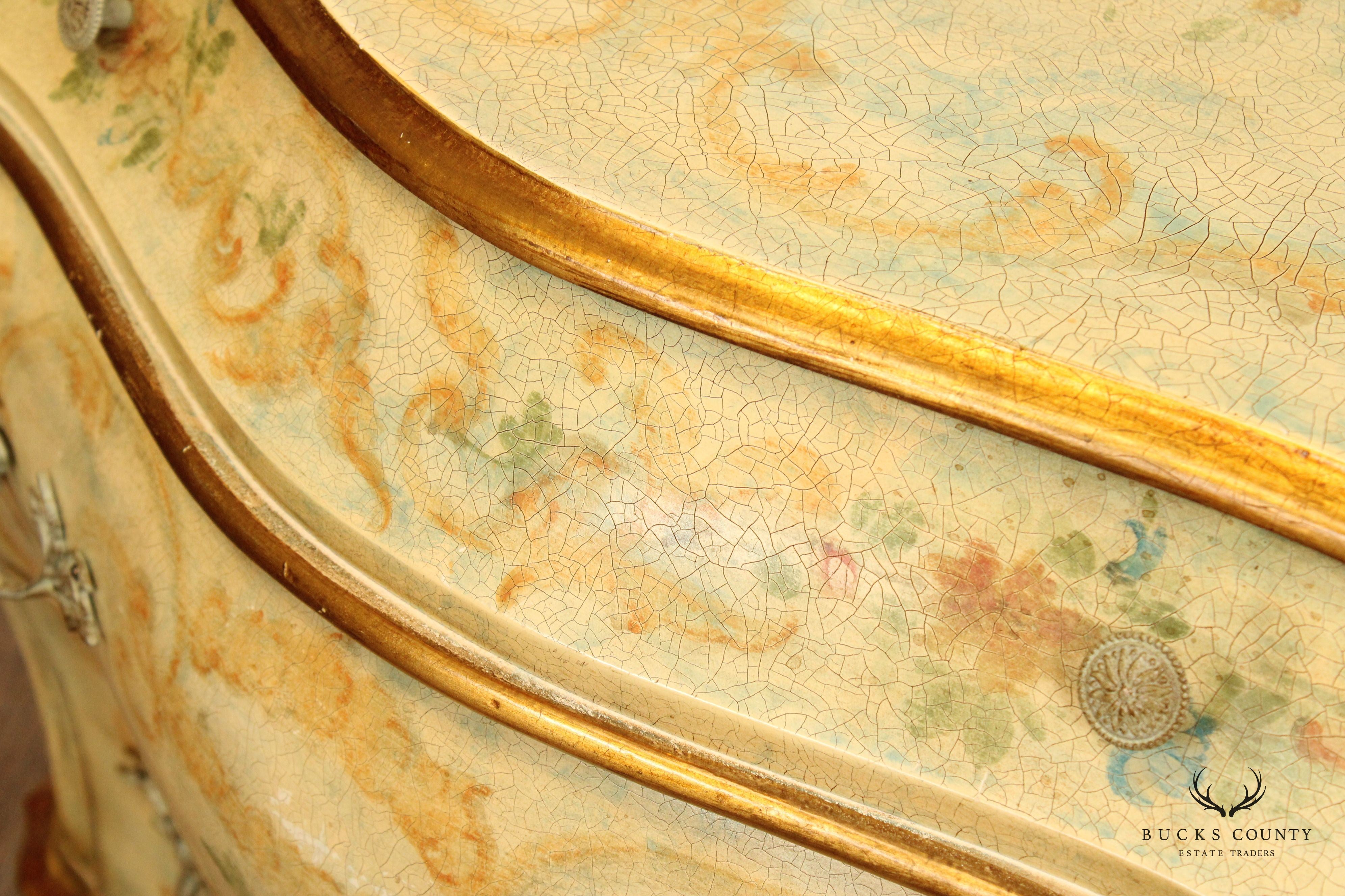 Italian Louis XV Style Paint Decorated Bombe Chest