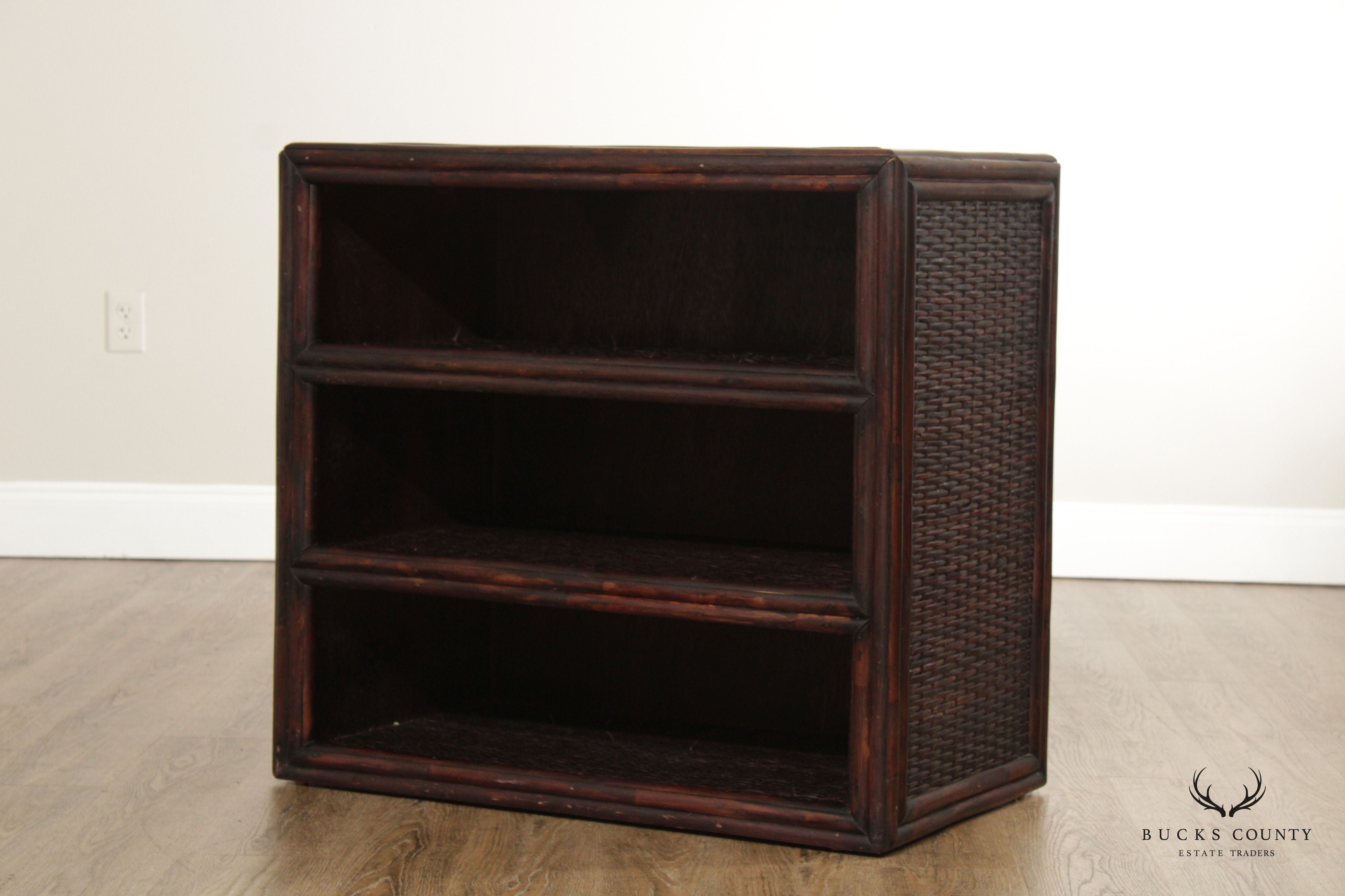 Vintage Woven Wicker Rattan Bookcase