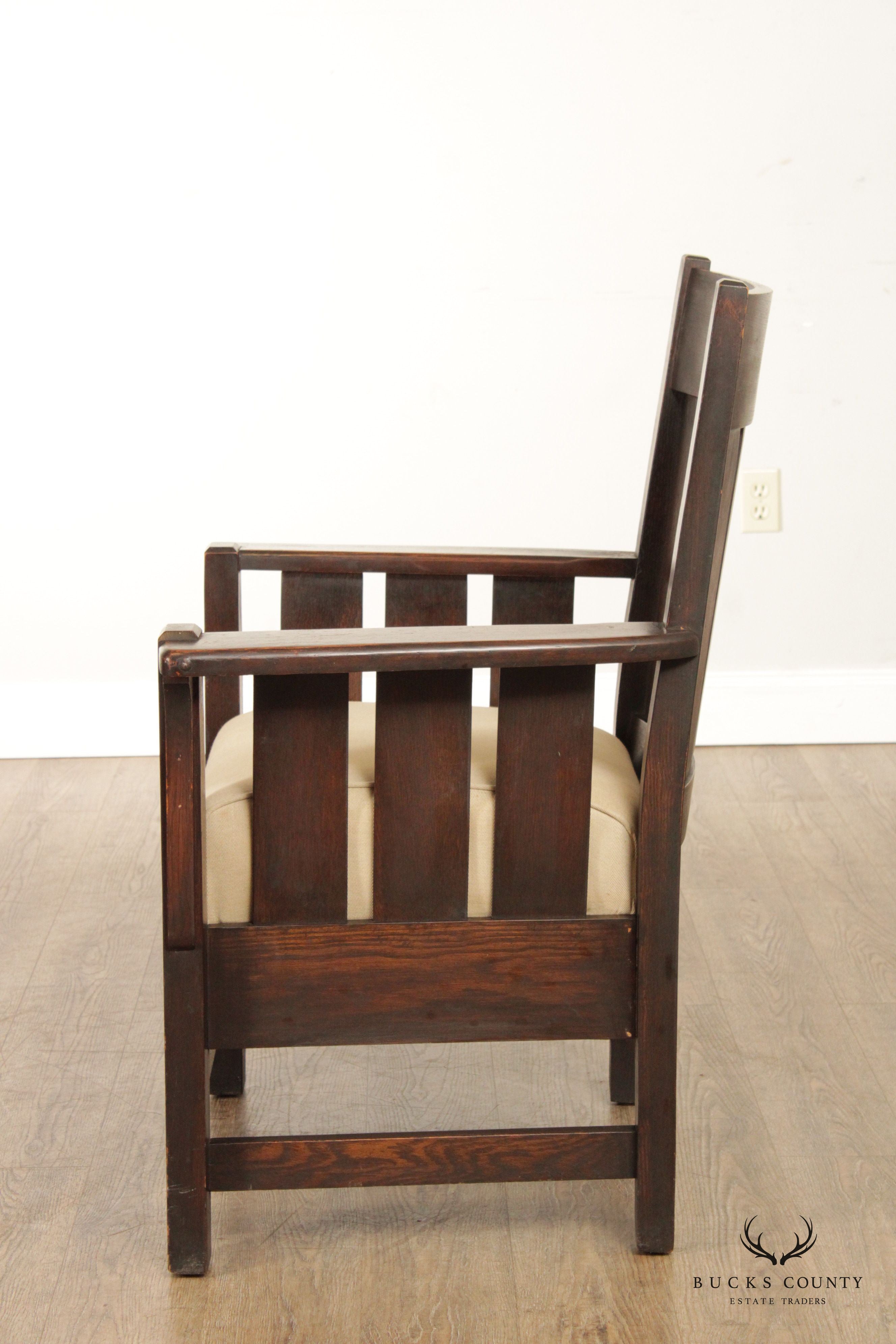 Antique Mission Oak Slatted Armchair