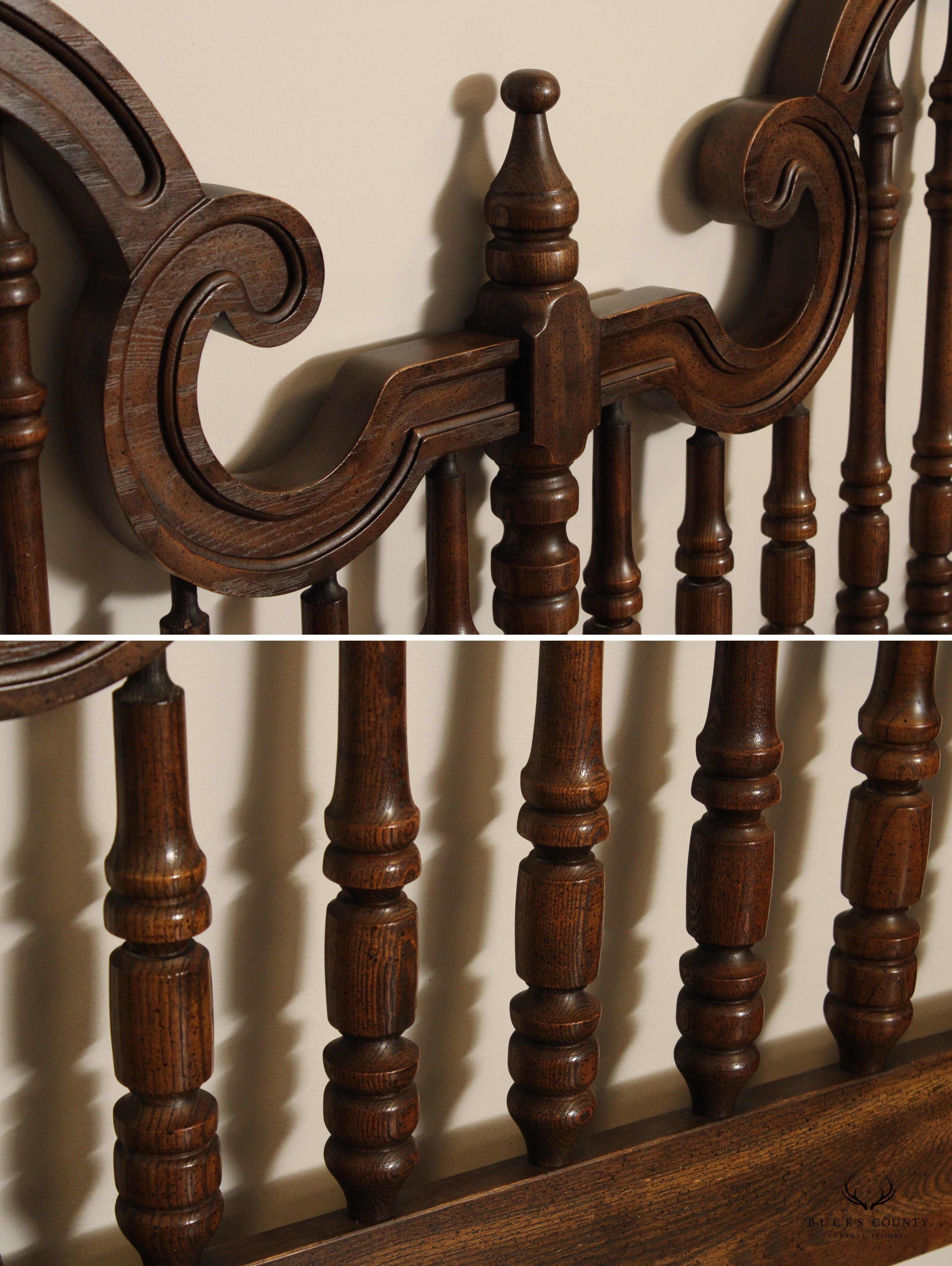 Spanish Revival Style Vintage Oak King Headboard