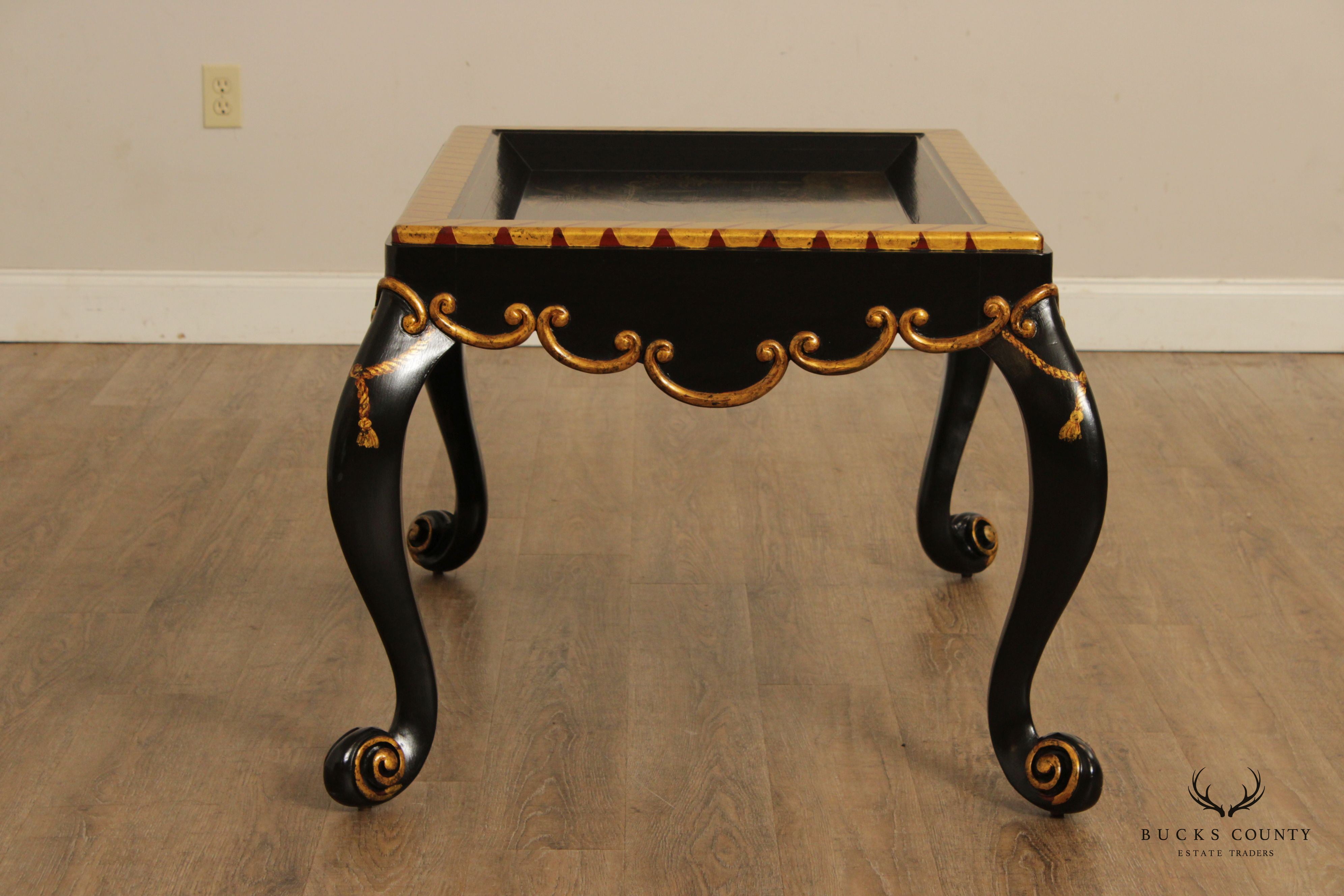 Italian Louis XV Style Ebonized and Partial Gilt Coffee Table