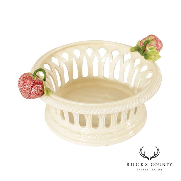 Vintage Italian Ceramic Strawberry Basket