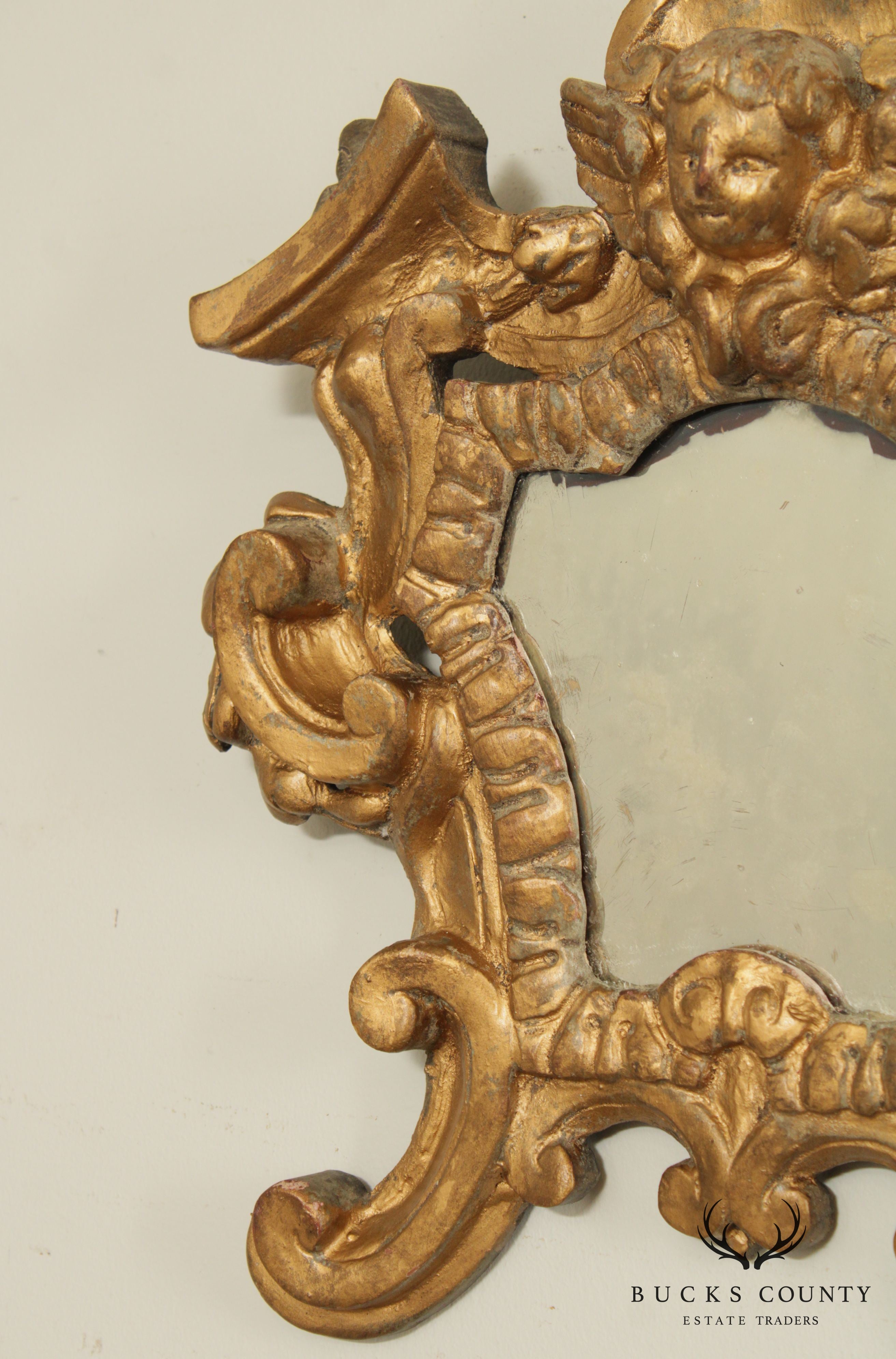 Italian Renaissance Style Carved Giltwood Pair Wall Mirrors