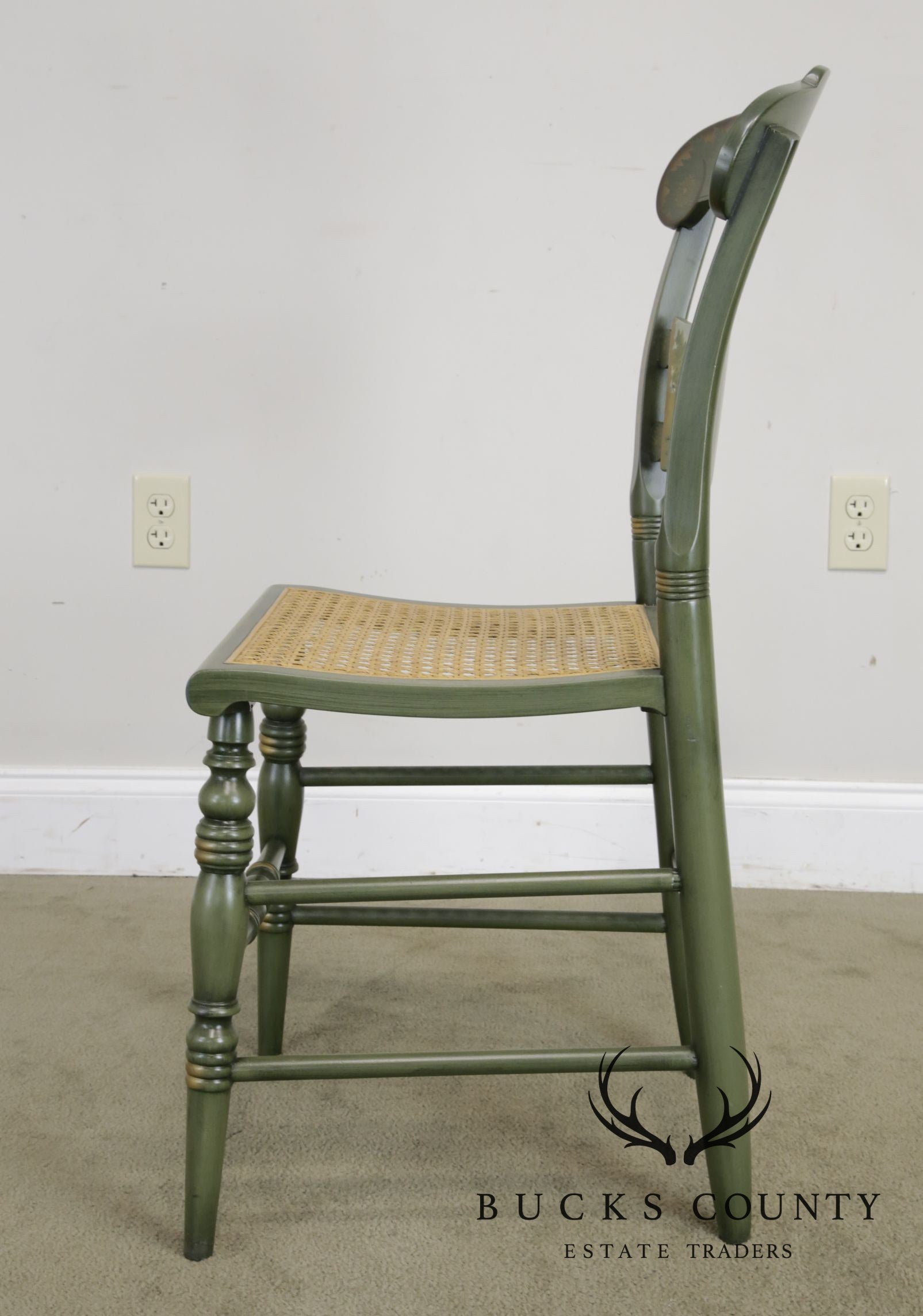 Hitchcock Green Painted "Andrew Jackson's Hermitage" Cane Seat Side Chair (B)