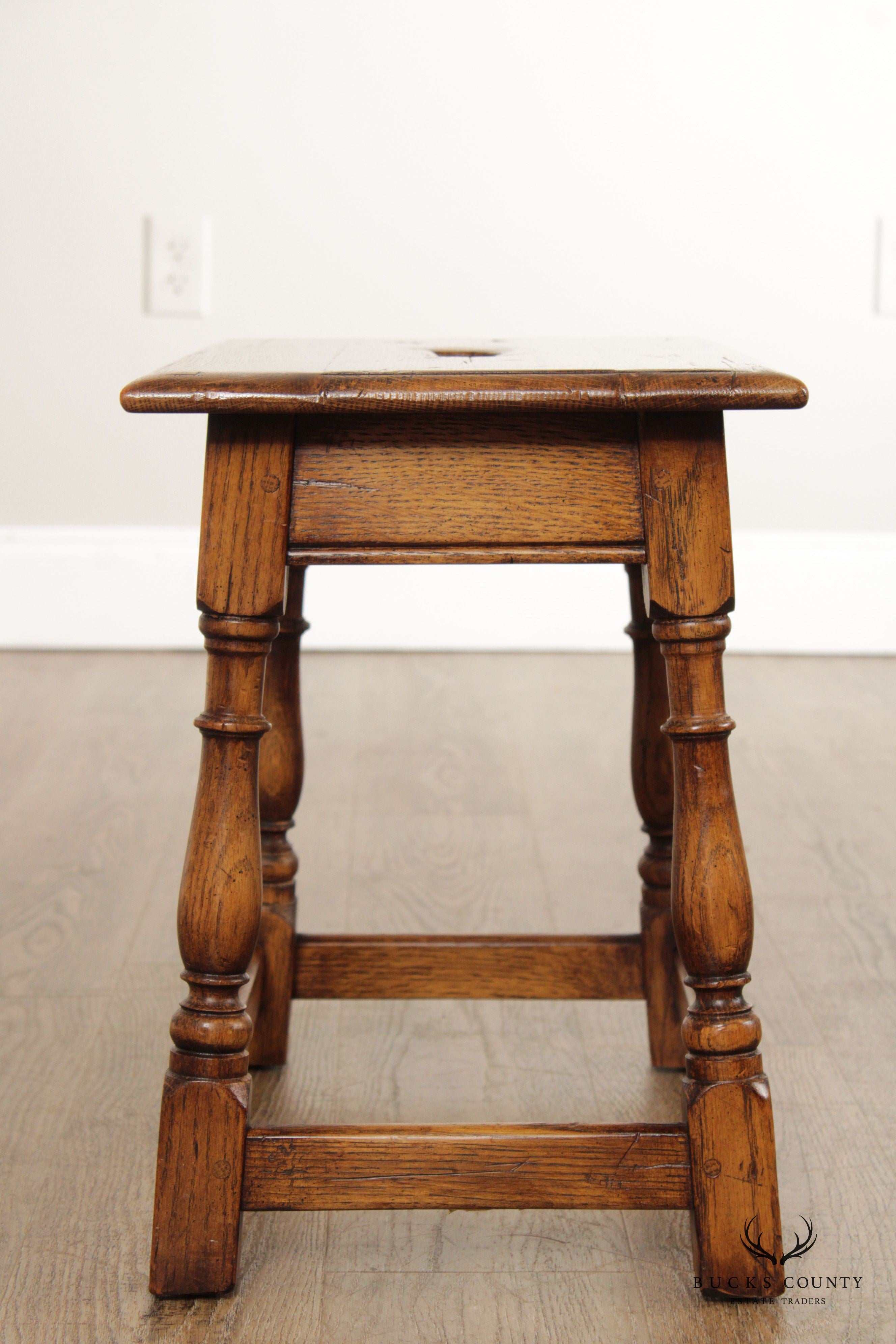 Stickley 'Antiquities' William & Mary Style Oak Stool