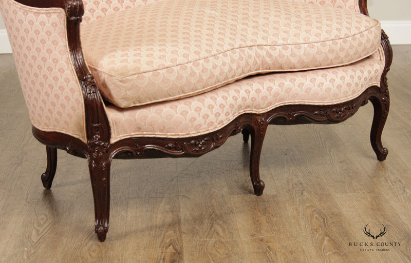 French Louis XV Style Vintage Pair of Carved Frame Loveseats