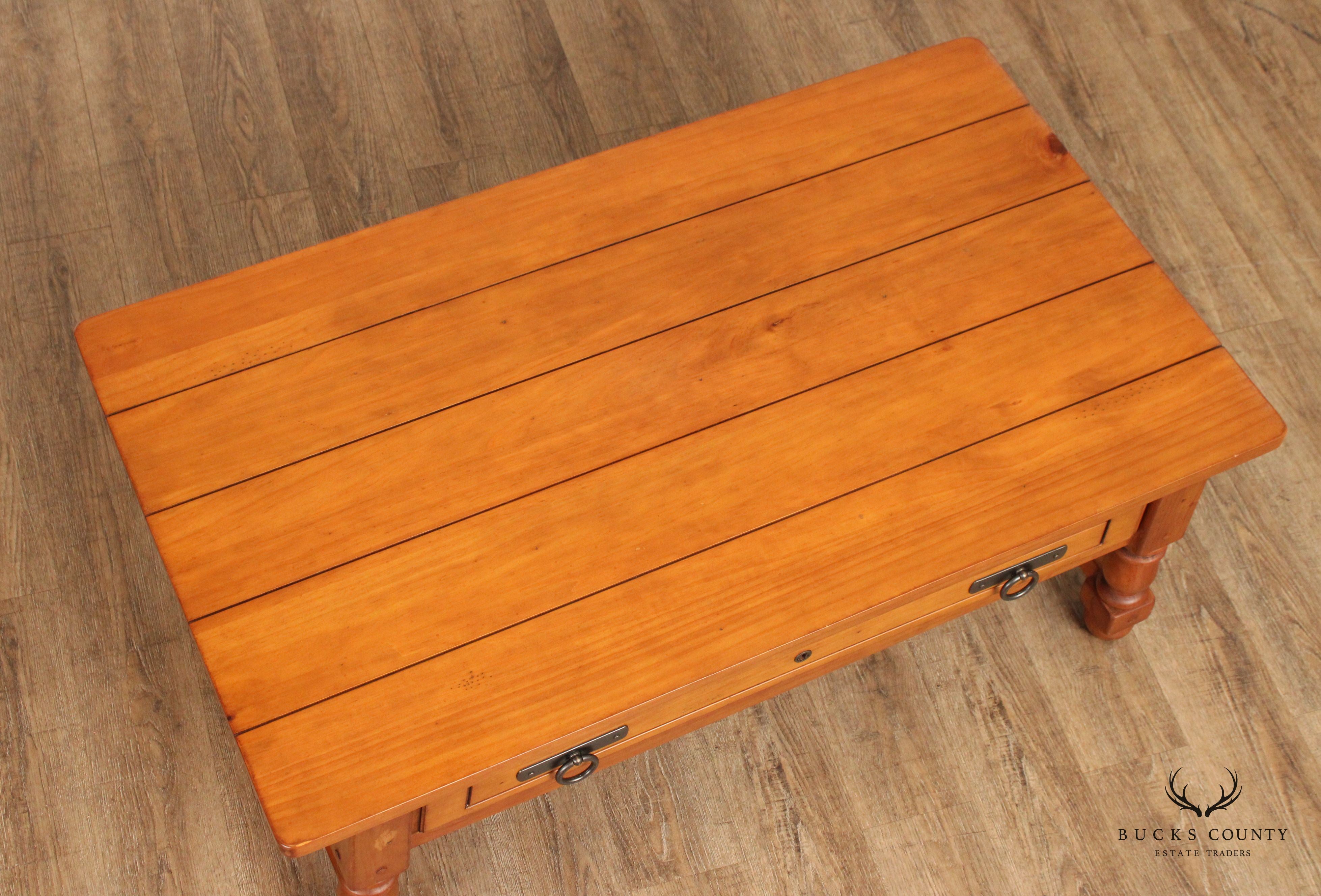 English Traditional Style Pine One-Drawer Coffee Table