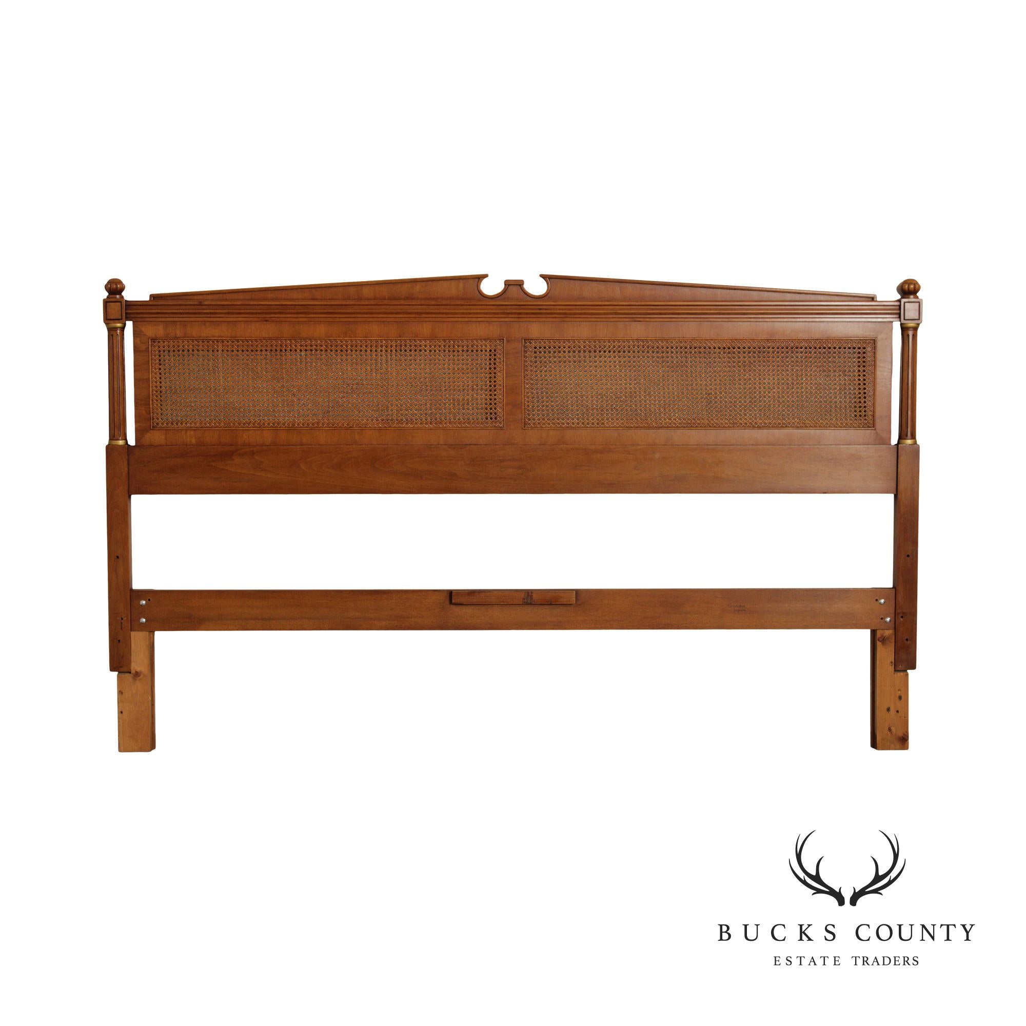 Henredon Regency Style King Size Walnut And Cane Headboard