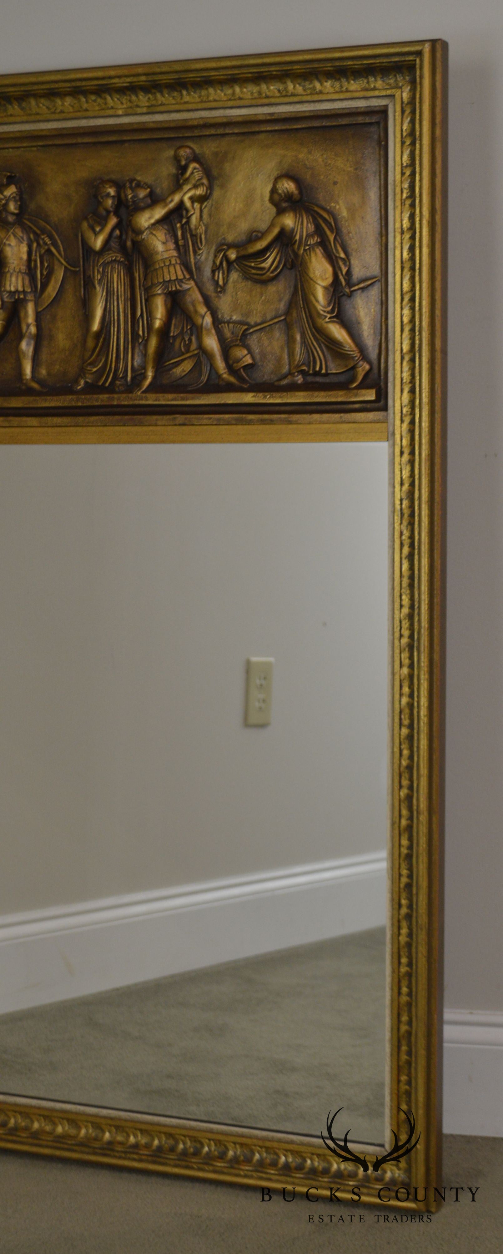 Gilt Relief Plaque Trumeau Mirror