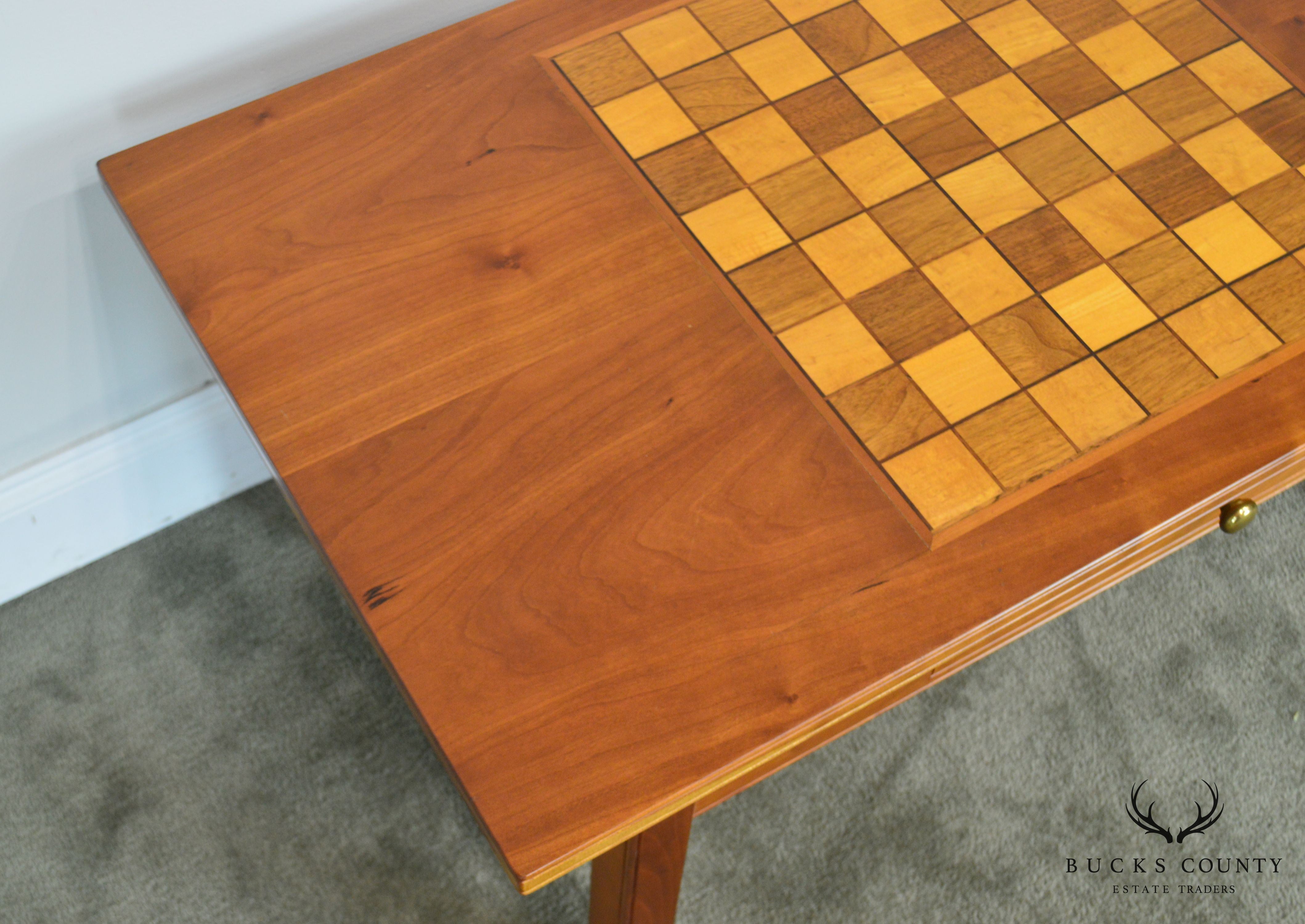 Hand Crafted Solid Cherry Wood Checkerboard Top Game Table by F. G. Harrison III