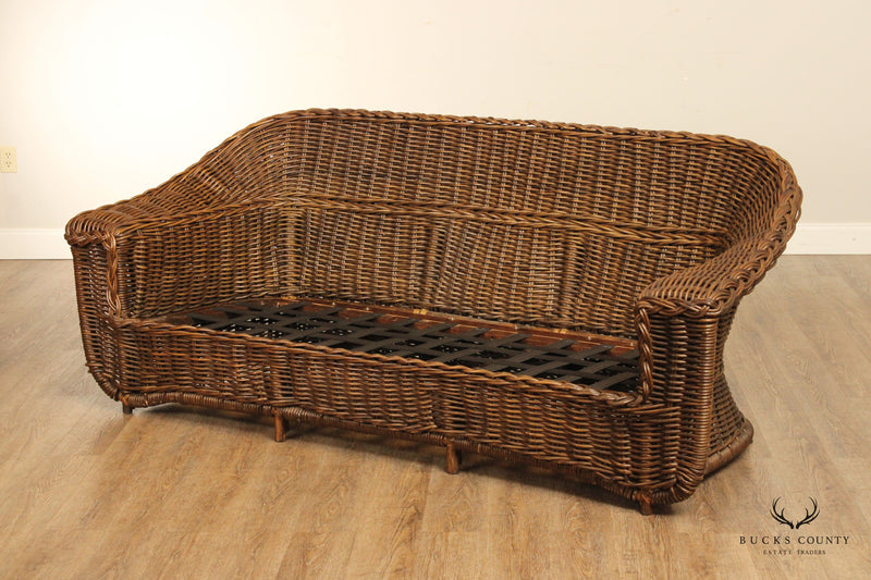 Quality Wicker Frame Three-Seat Sofa