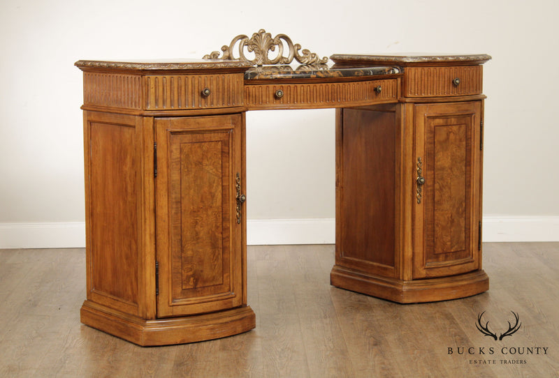 Schnadig Burl Wood French Style Marble Top Sideboard