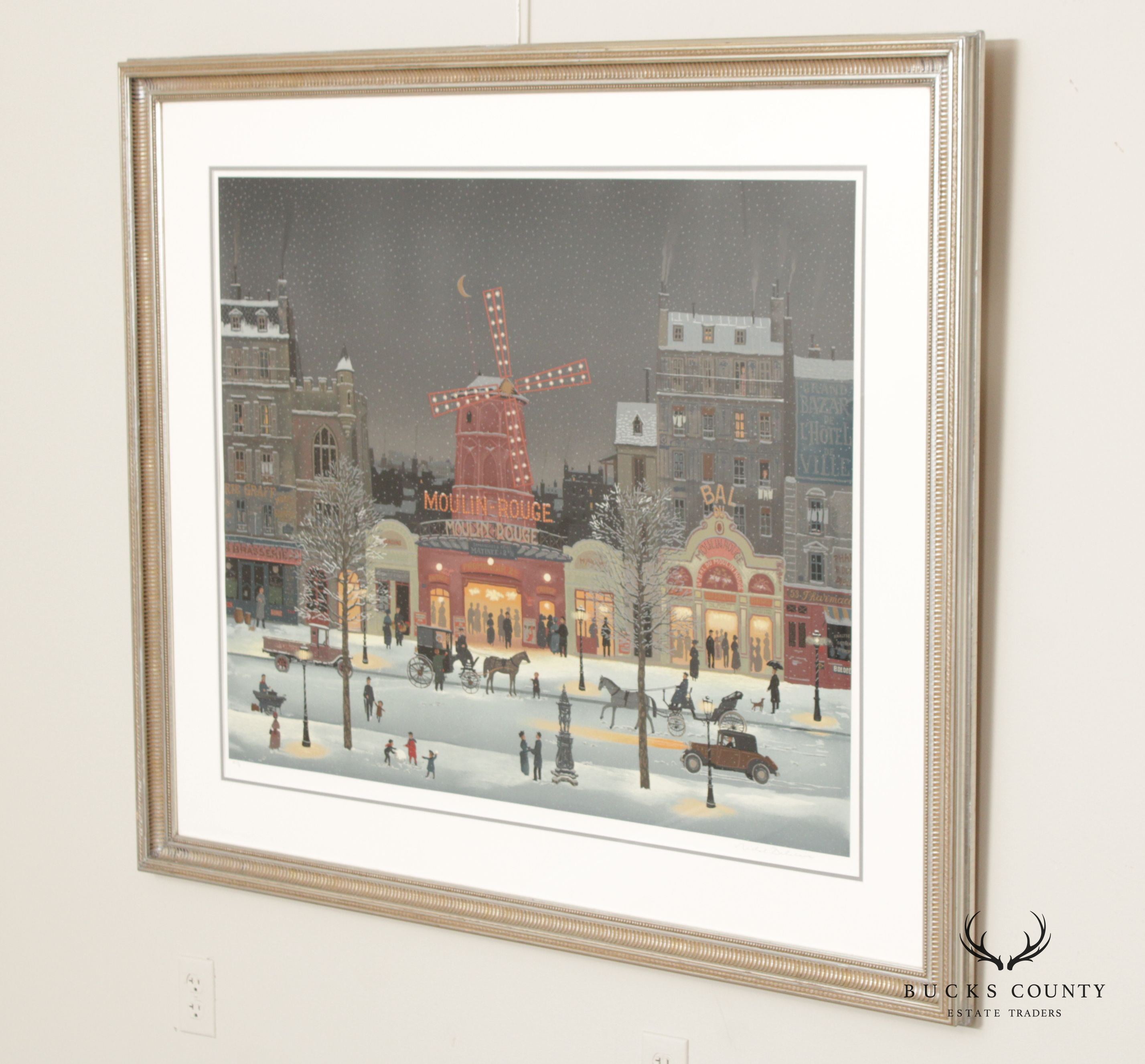 Michel Delacroix Original Epreuve D’artiste (Artist Proof)  Large Framed Lithograph 'Moulin Rouge Sous la Neige'