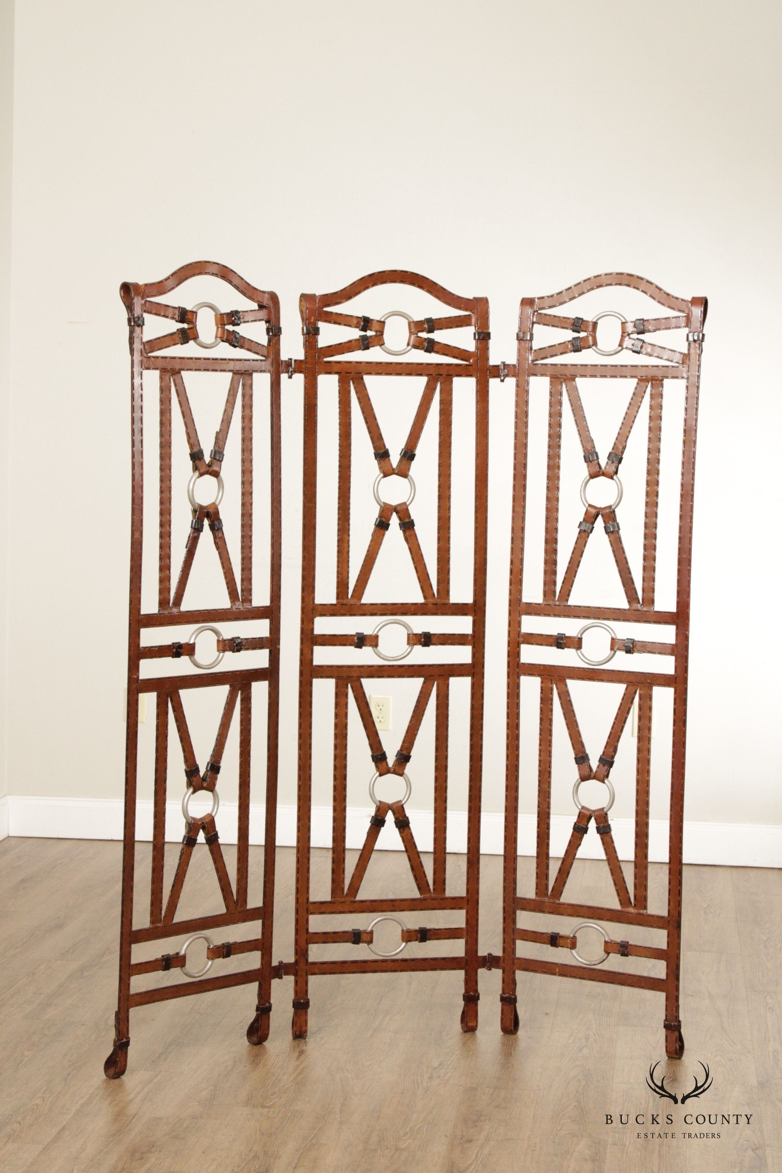 Steampunk Style Steel and Leather Room Divider