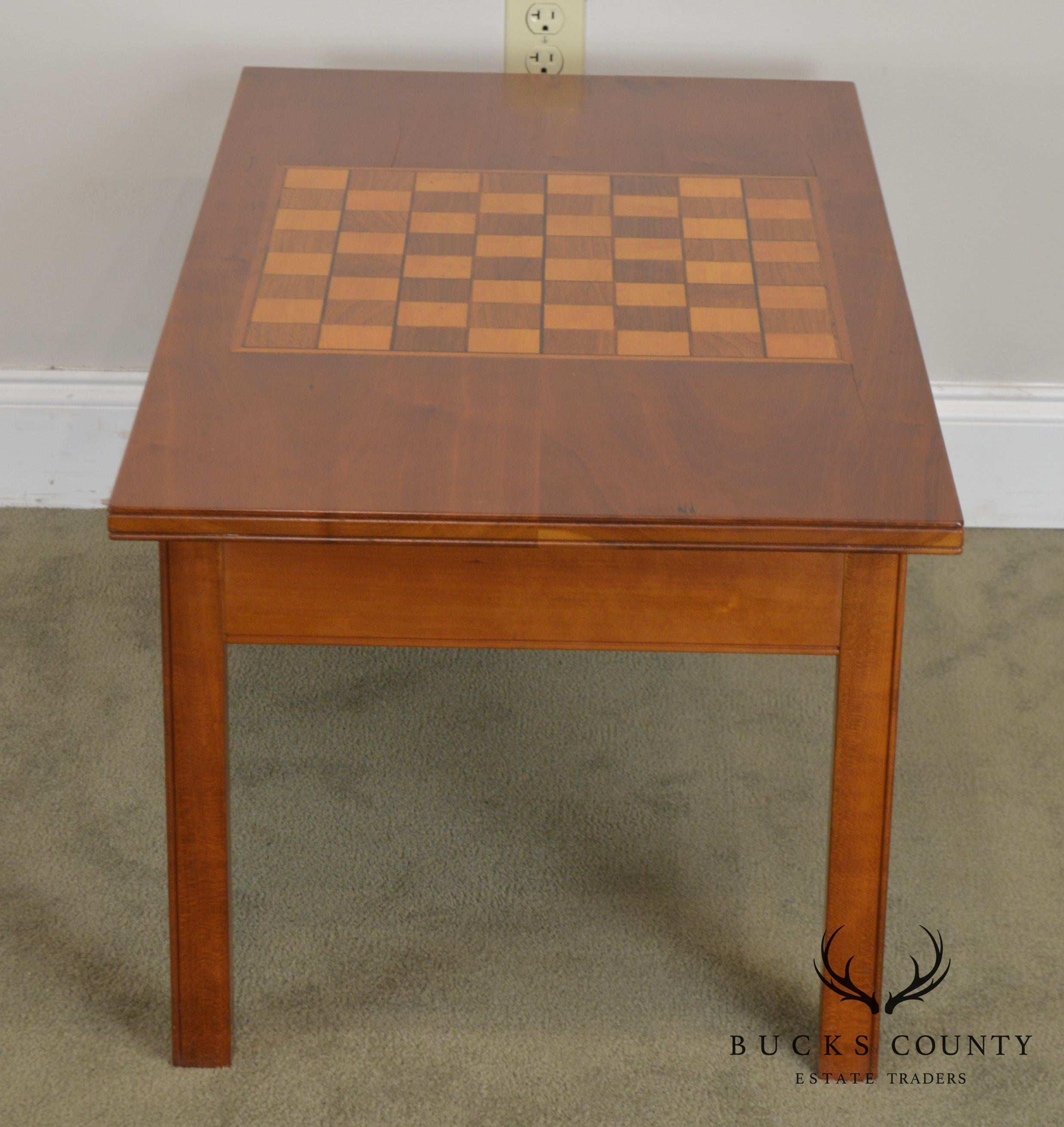 Hand Crafted Solid Cherry Wood Checkerboard Top Game Table by F. G. Harrison III