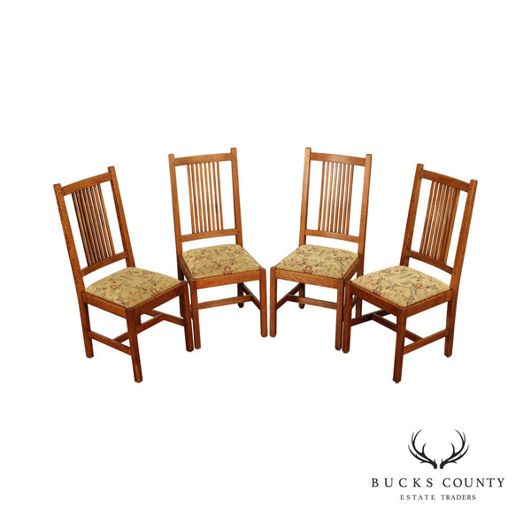Stickley Mission Collection Set of Four Oak Spindle Dining Chairs