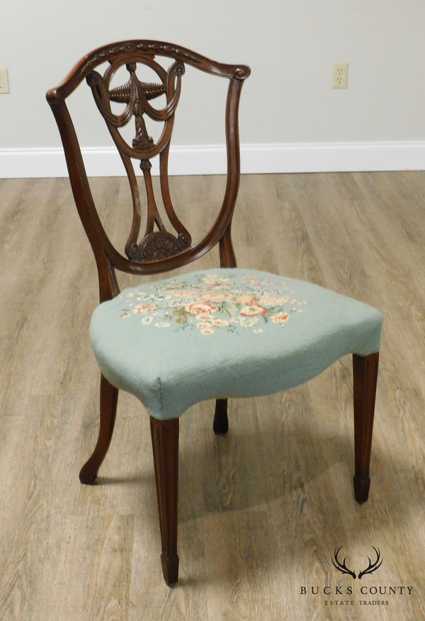 Hepplewhite Style Vintage Custom Quality Mahogany Side Chair