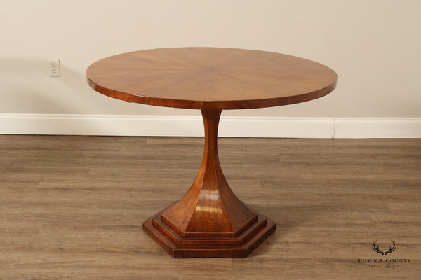 Antique Biedermeier Round Sunburst Walnut Top Center Pedestal Dining Table