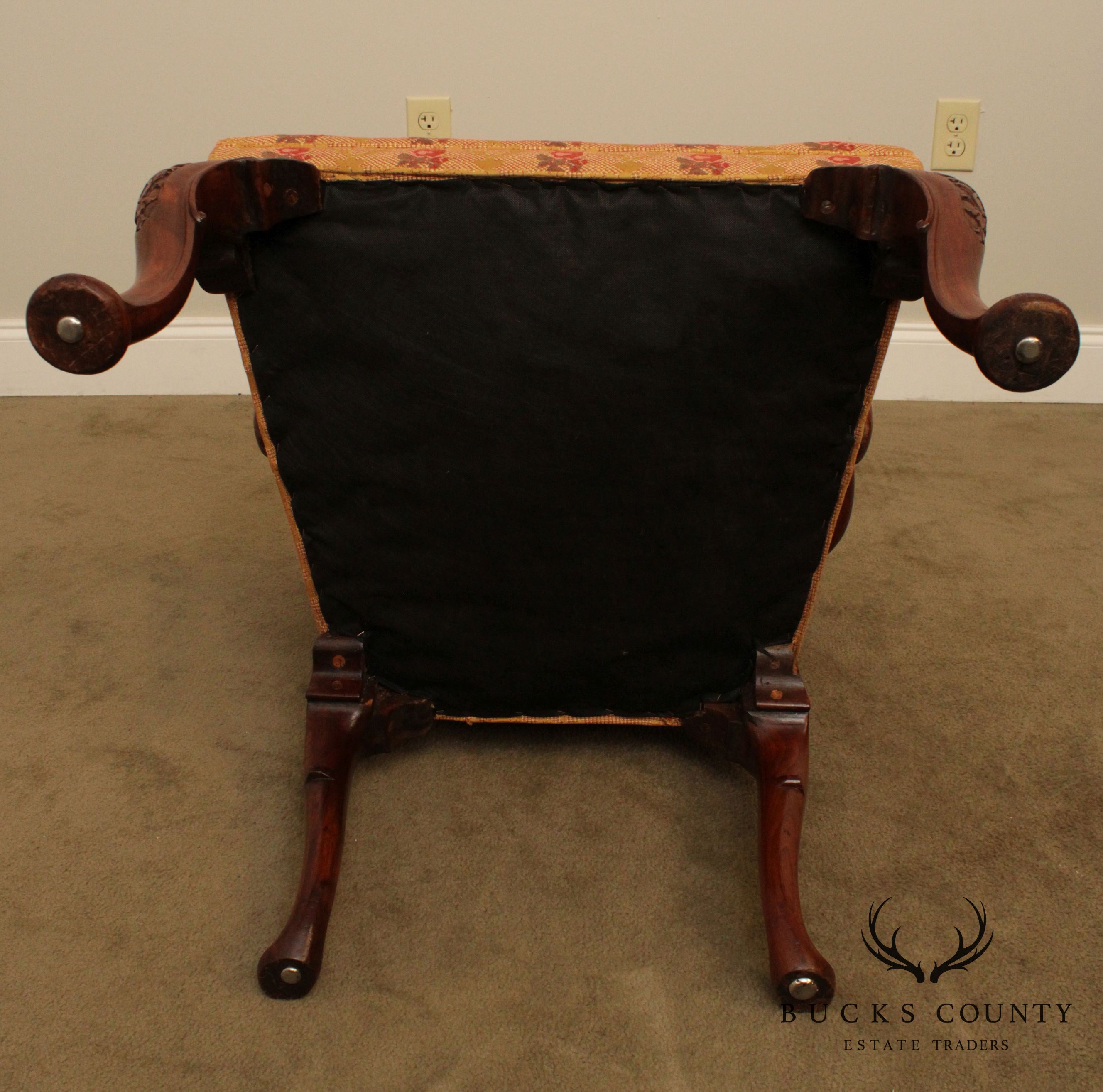 Queen Anne Style Custom Quality Vintage Walnut Armchair