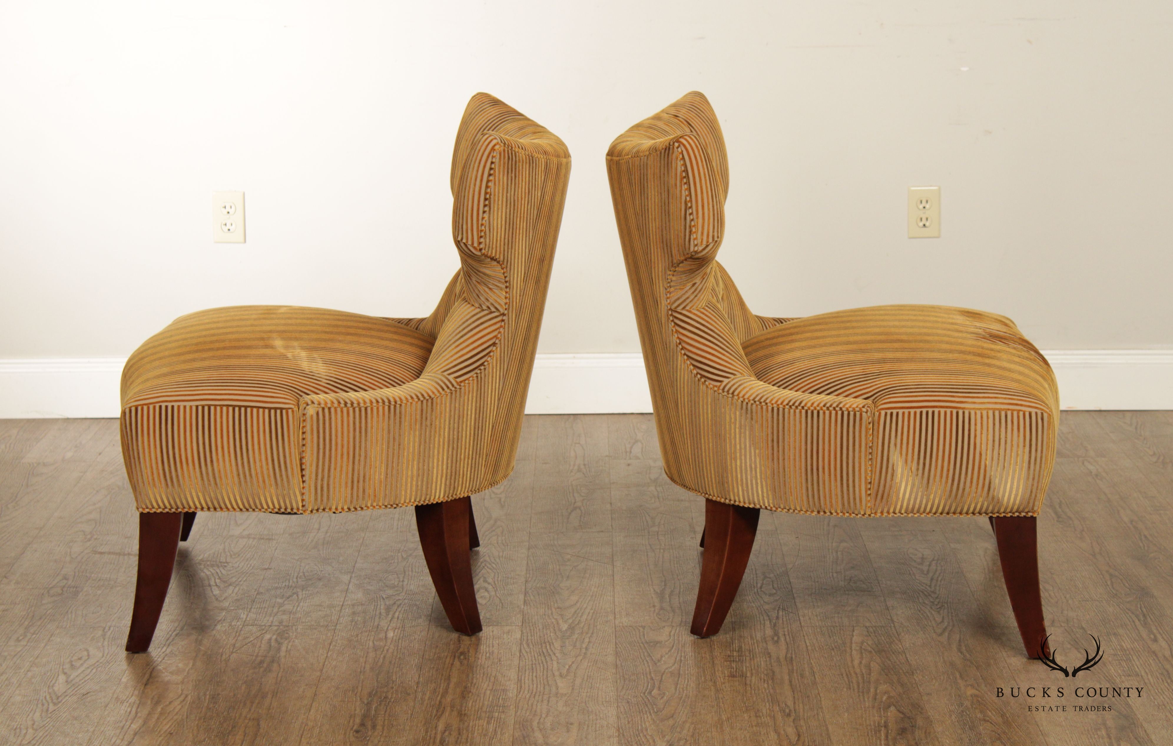 Baker Furniture Pair of Tufted Back Club Chairs (B)