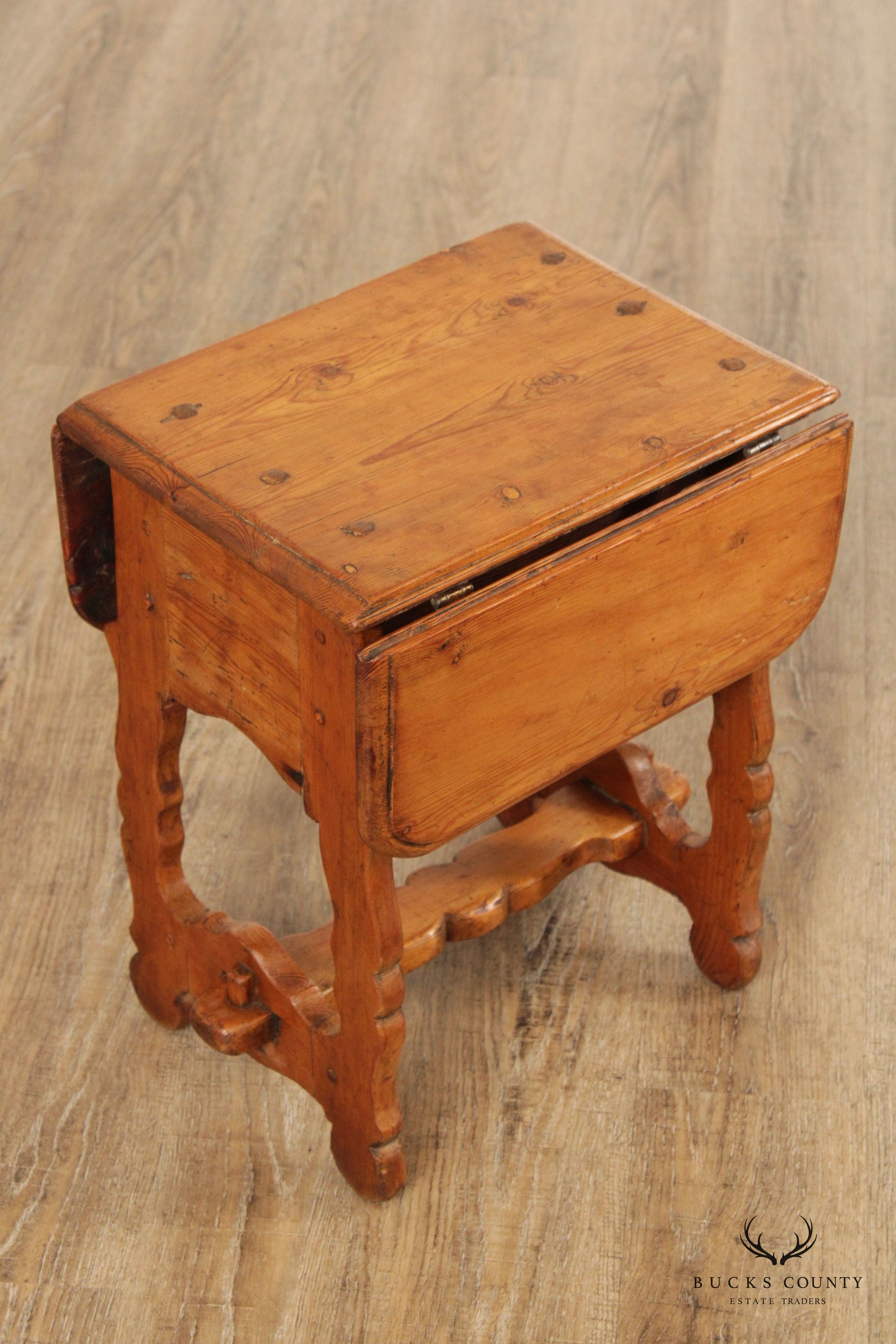 Antique Pine Drop Leaf Tavern Side Table