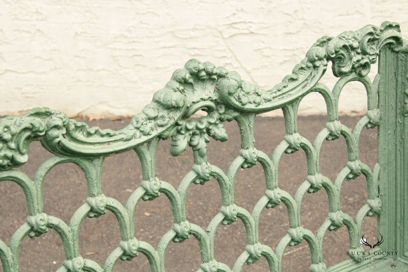 Antique Rococo Revival Cast Iron 'Rose Garden' Outdoor Bench