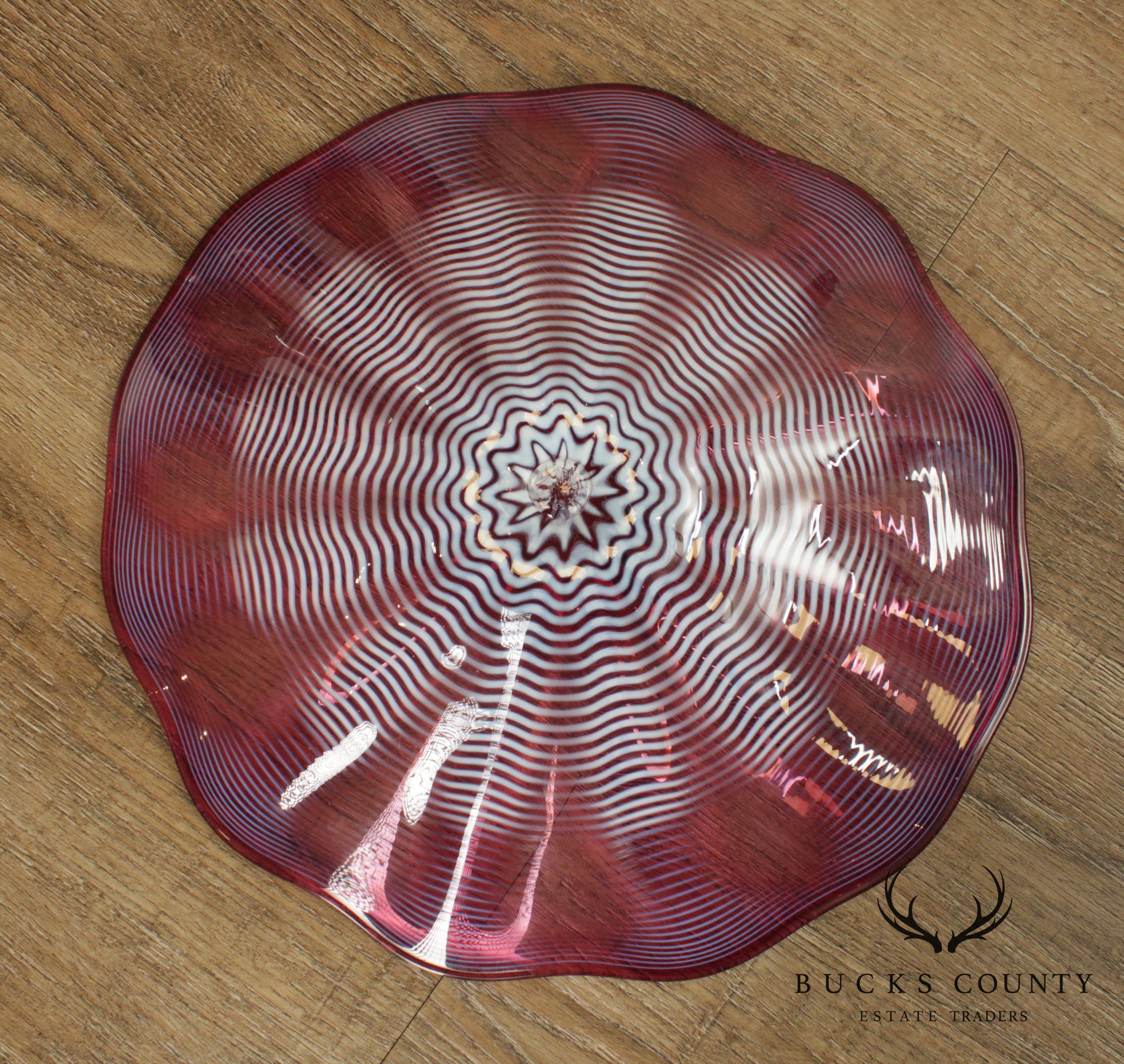 Chatham Glass Co. Hand Blown Cranberry Art Glass Plate 1980