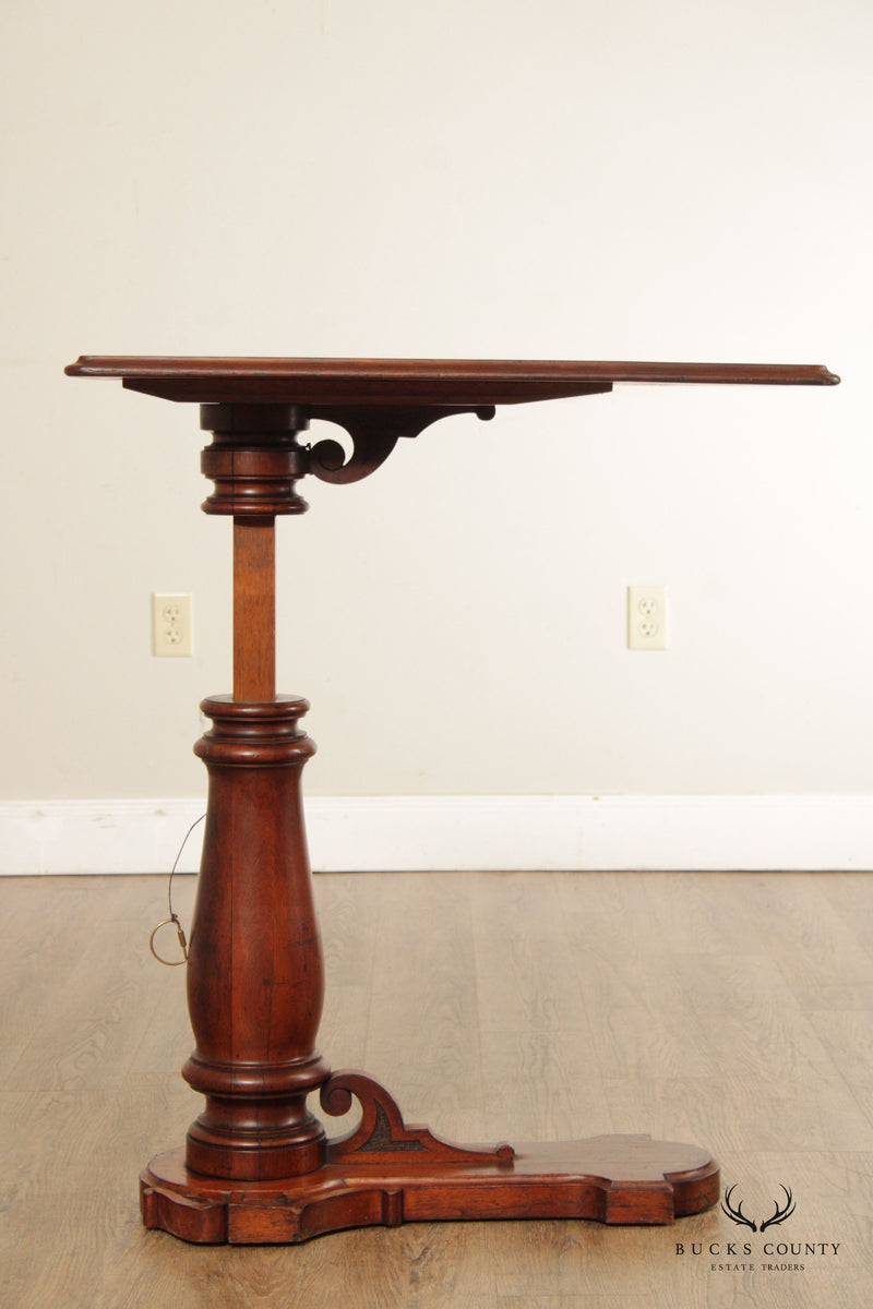 Antique Victorian Walnut Adjustable Height Reading Table