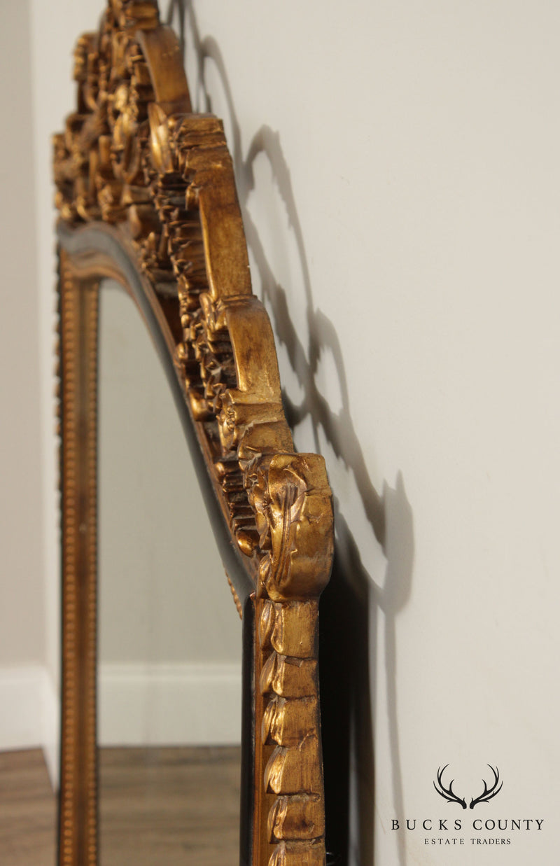 Neoclassical Style Black & Gold Over Mantle or Sideboard Mirror