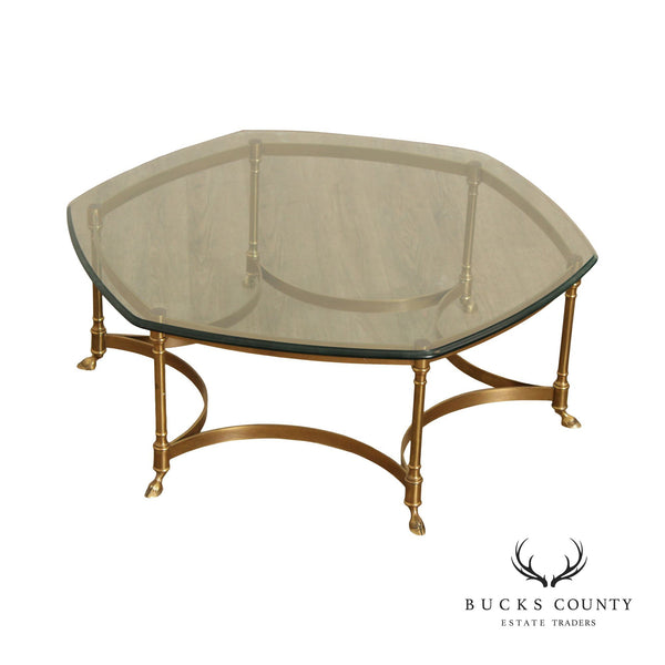 Directoire Style Vintage Brass and Glass Top Coffee Table